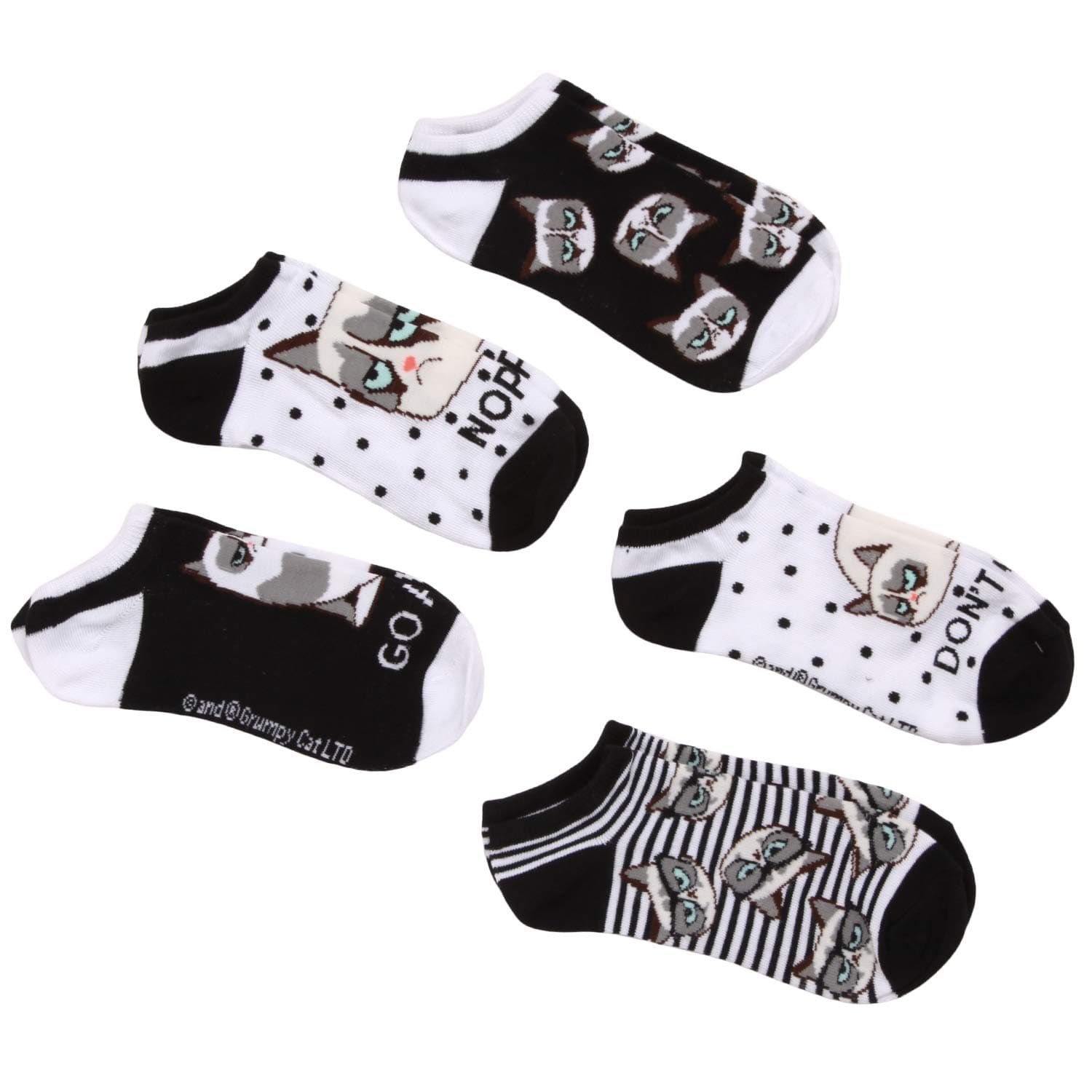 Grumpy Cat womens Grumpy Cat 5 Pack No Show Socks