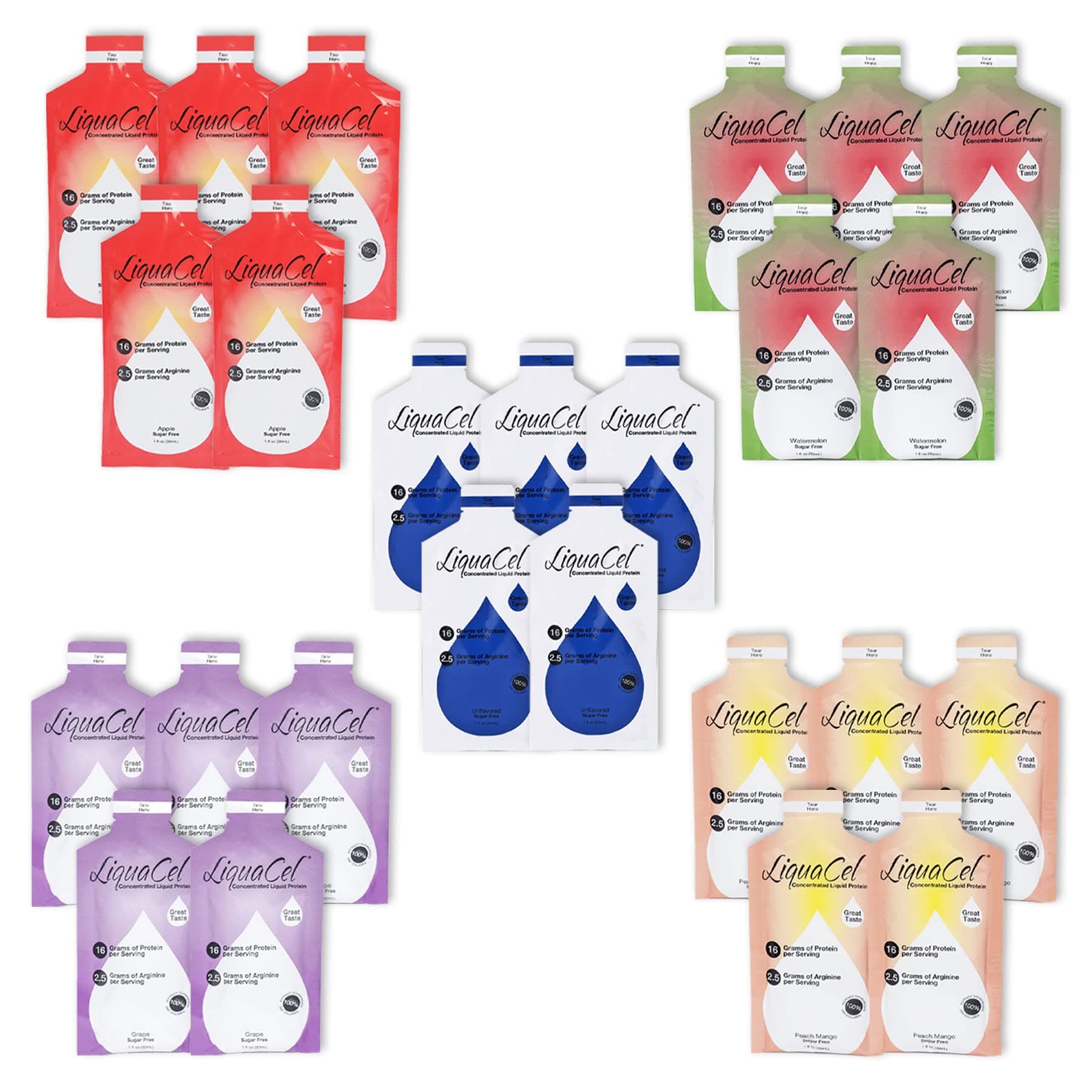 LiquaCel Concentrated Liquid Protein Packets Variety Pack (25 Packets x 30ml)