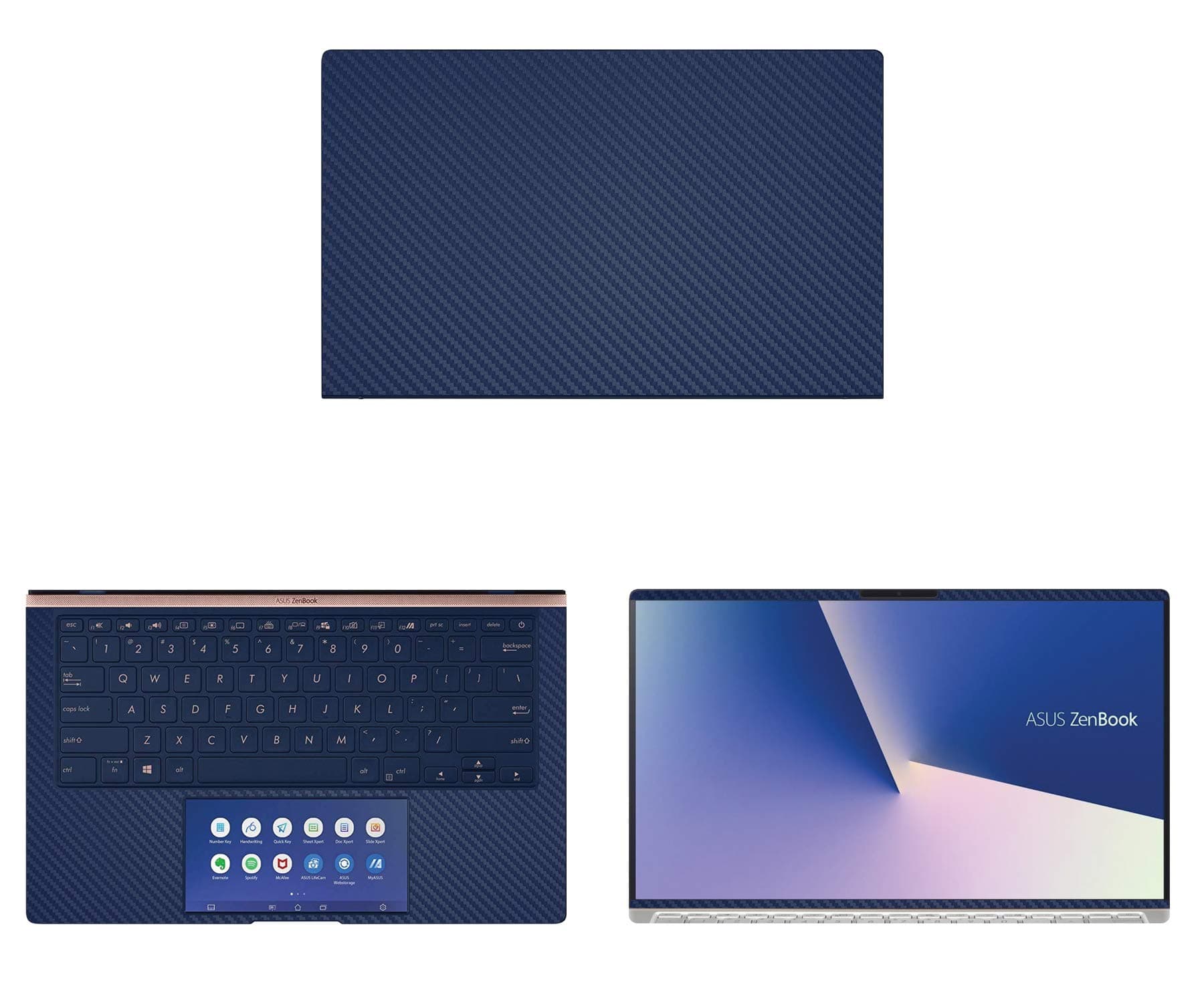 Decalrus - Protective Decal for Asus ZenBook 14 UX434FLC (14" Screen) Laptop Blue Carbon Fiber Skin case Cover wrap CFasusZenbk14_UX434Blue