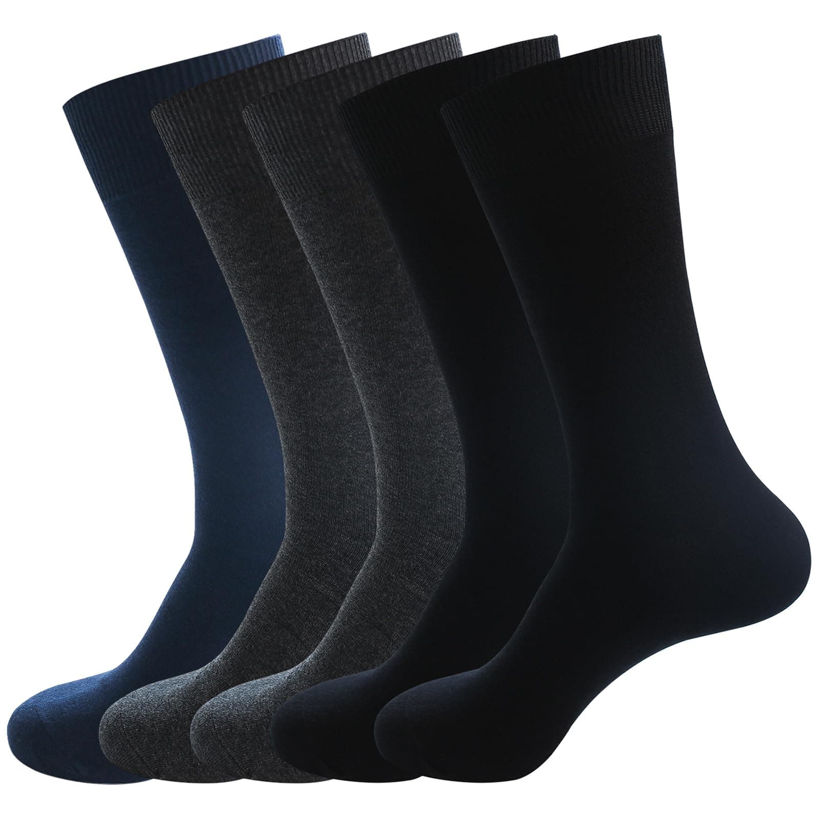 Men's Dress Socks 5 Pairs Mens Cotton Calf Business Formal Soft Breathable Long Crew Casual Socks