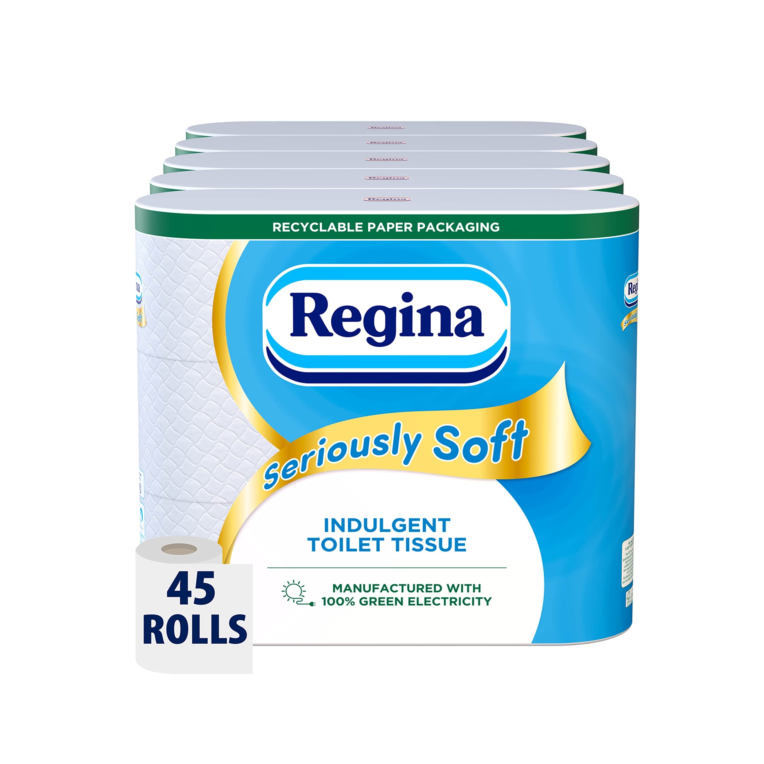 Regina Seriously Soft Toilet Tissue, 45 Rolls, Biodegradable Packaging