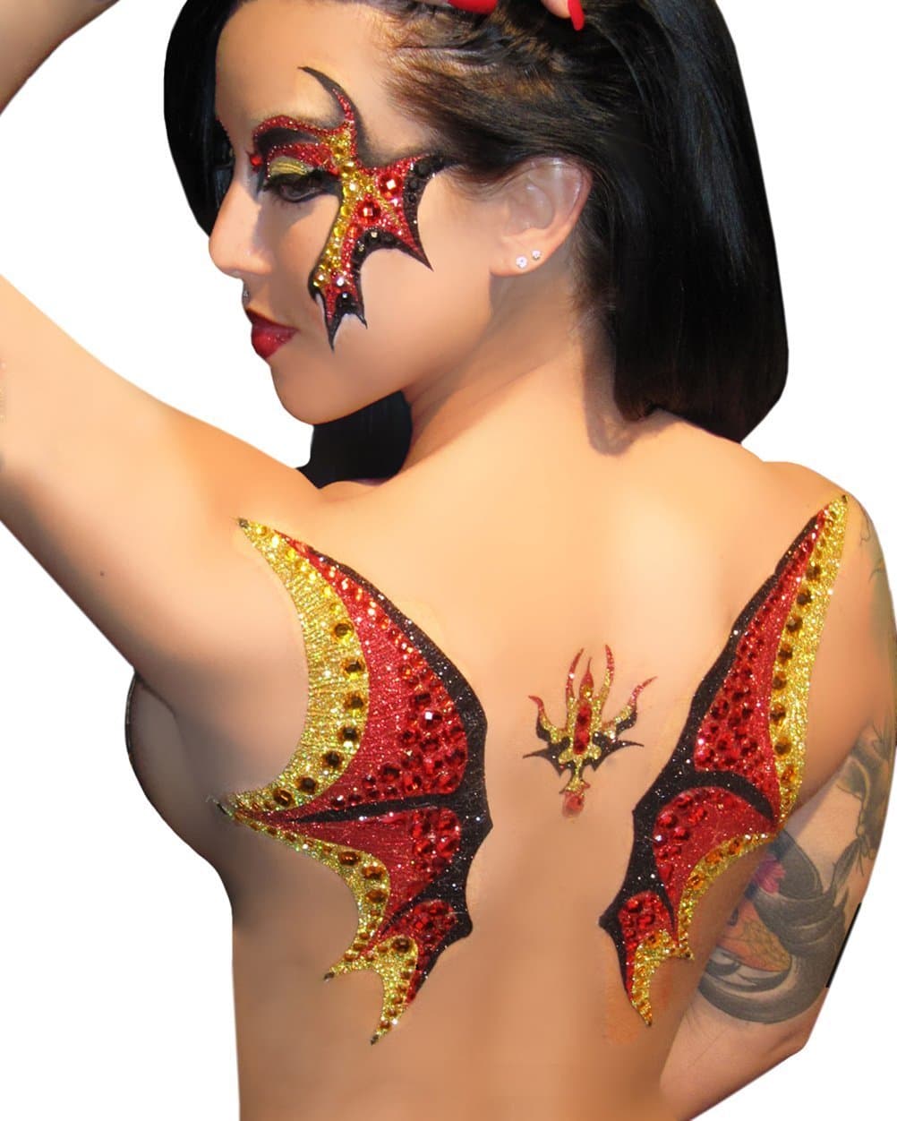 Xotic Eyes Demonic Wings Glitter Professional Make up Costume Accessory