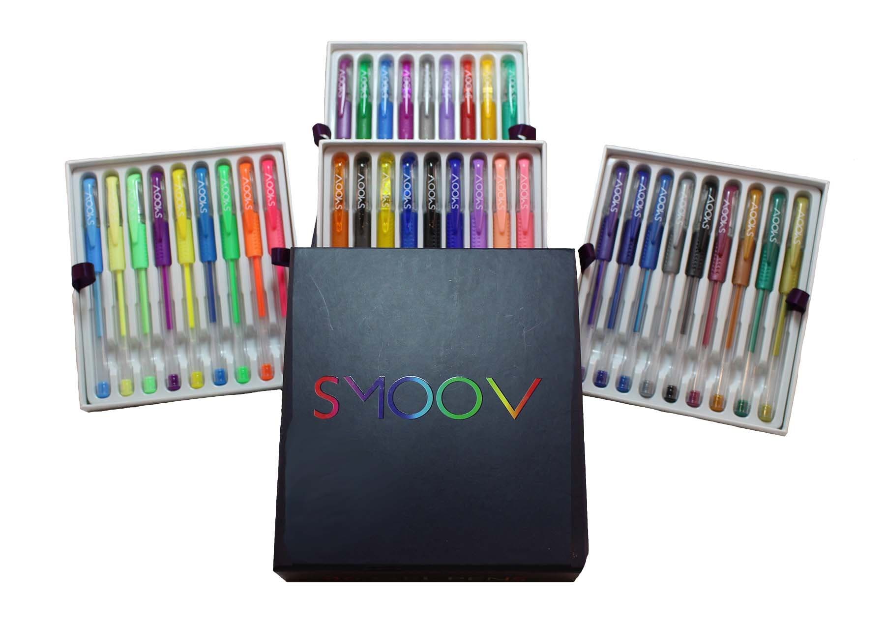 36 Gel Pens Set from SMOOV | 36 Unique Rich Vibrant Colors (NO REPEATS) | Perfect for Coloring & Bullet Journals | Upgraded Artist-quality Tips (no glopping) | Non-toxic Gel Ink