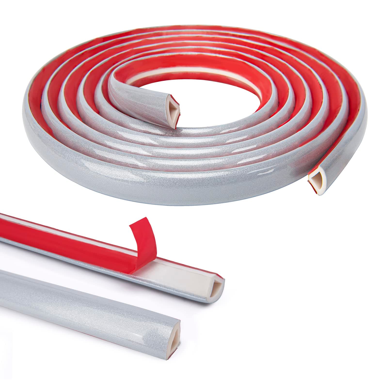 Art3d 10Ft Flexible Trim Caulk Strip, Peel and Stick Trim for Molding, Tile Edge, Ceiling, Wall Corner in Silver