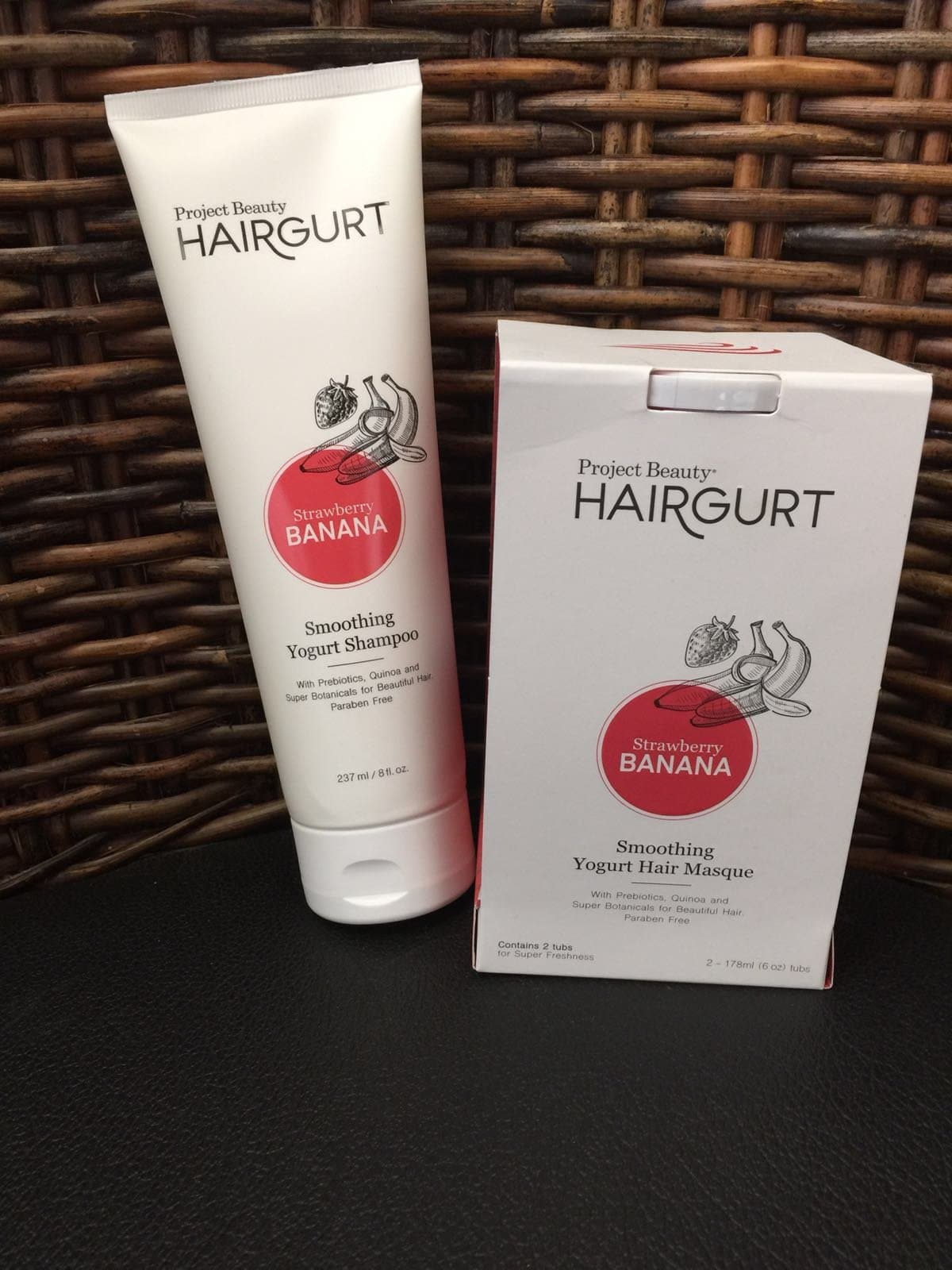 Project Beauty Hairgurt Strawberry Banana Smoothing Yogurt Shampoo (8oz) & Hair Masque (2 6oz tubes)