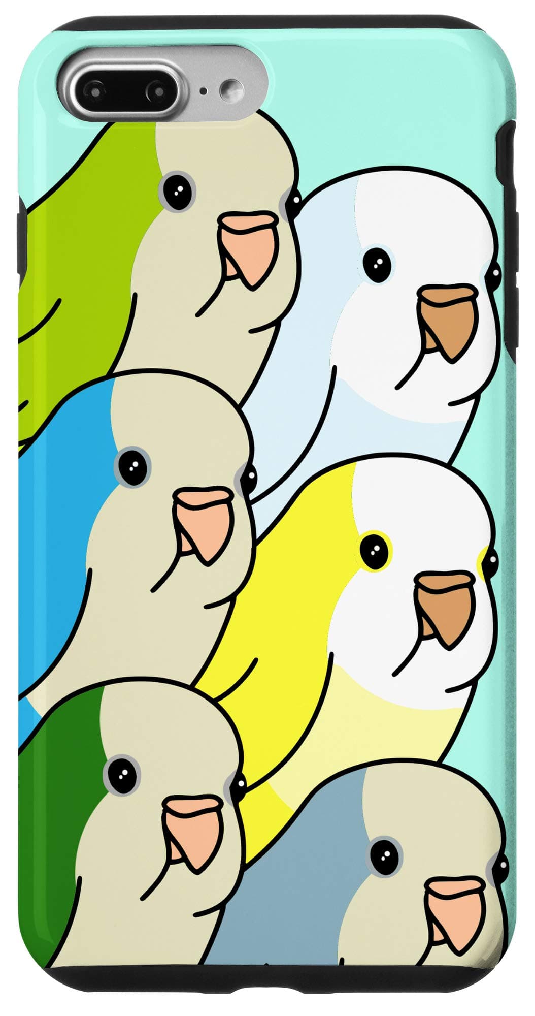 iPhone 7 Plus/8 Plus Cute Monk Parakeet Chubby Quaker Parrot Doodle Kawaii Bird Case