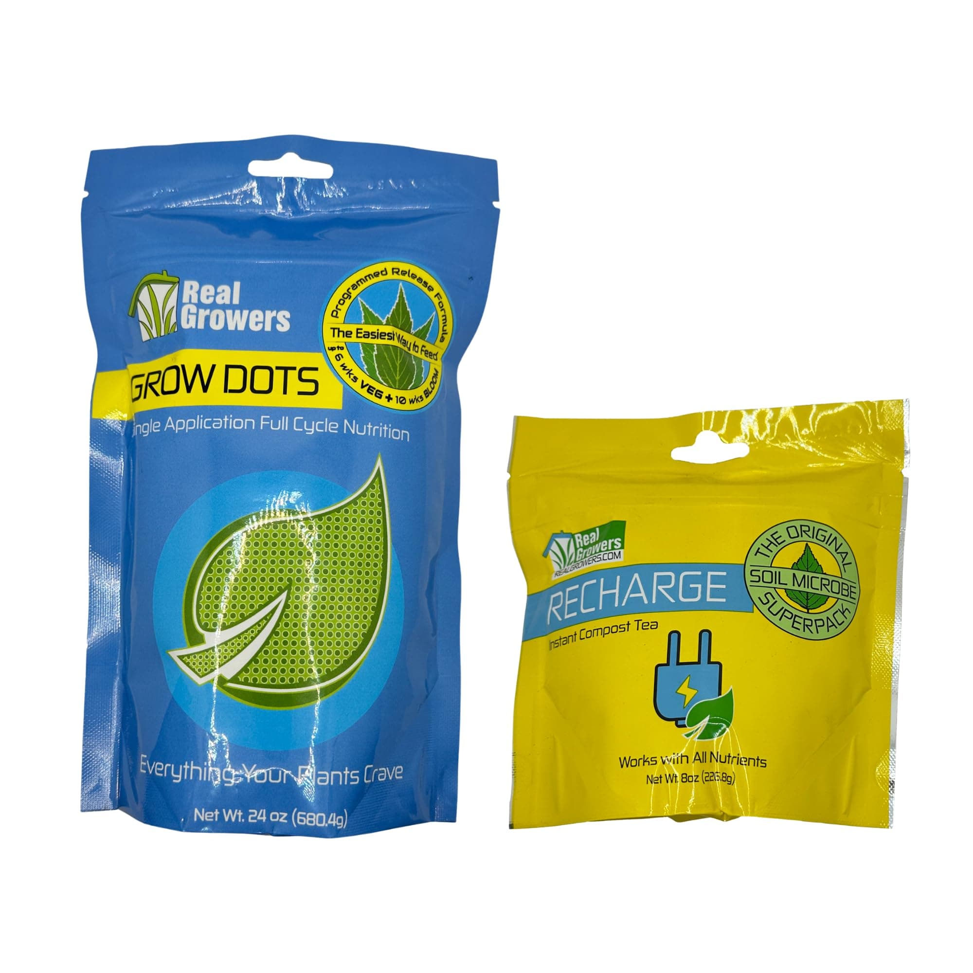 Real Growers Grow Dots 24oz + Recharge 8oz – Complete Grow System – Full Cycle Slow Release Fertilizer & Root Zone Support