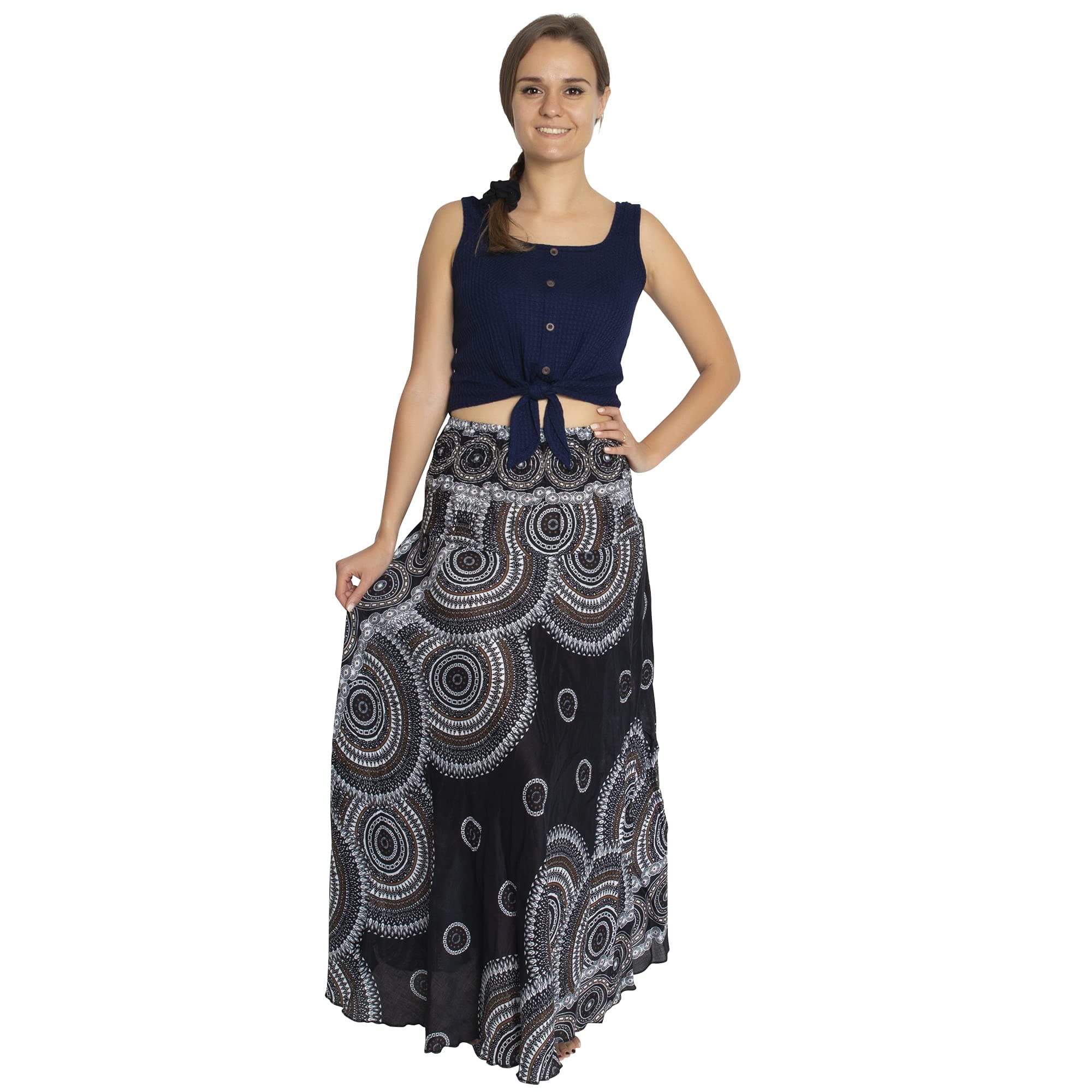 Happy TrunksSkirts for Women UK Loose Hippie Boho Chic Maxi Skirt That Turns into Midi Dress - Bohemian Beach Dress Cover Up Wrap Skirt Sarong