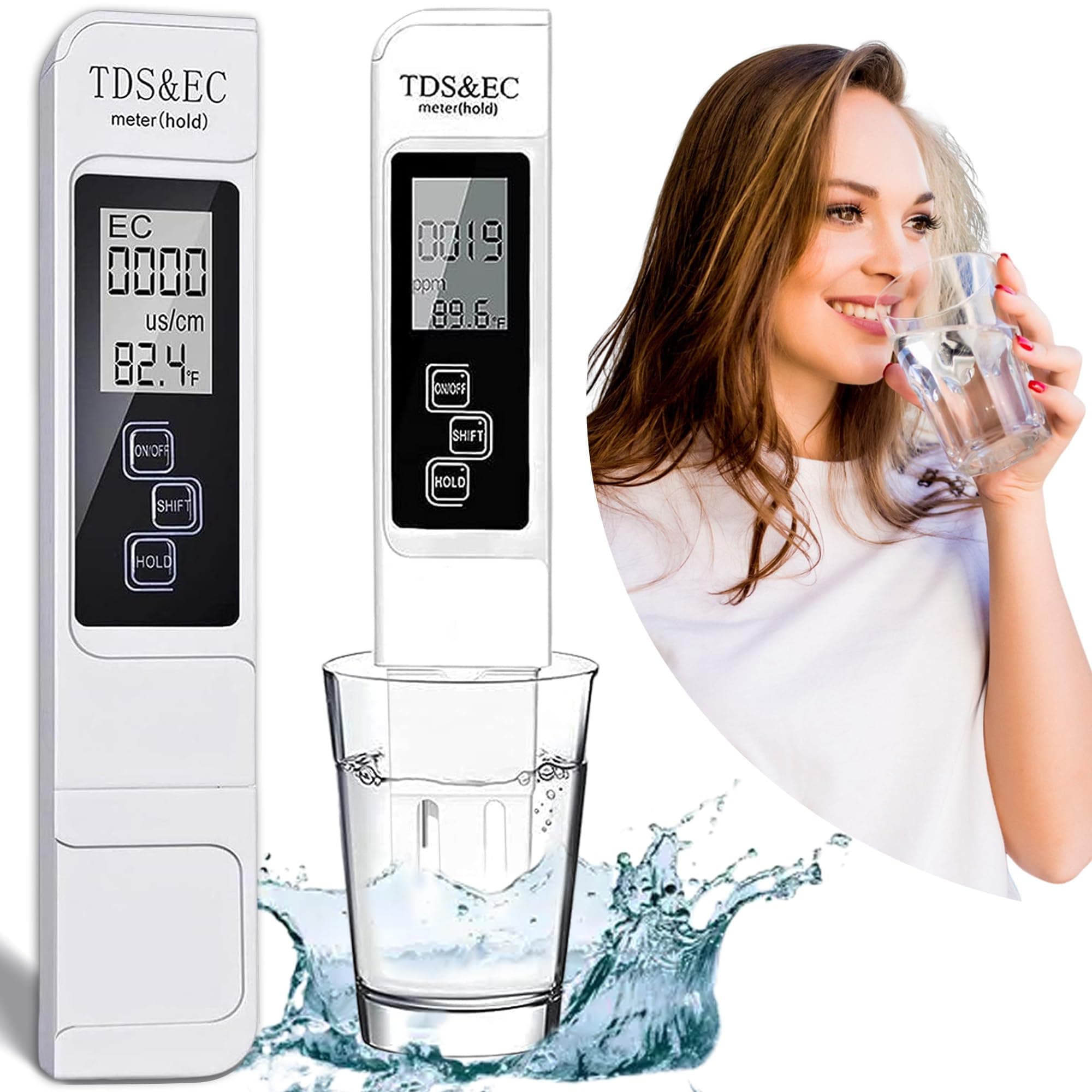 TDS Meter Digital Water Tester - 3 in 1 TDS, Temperature and EC Meter - 0-9999ppm Accurate and Reliable PPM Meter for Hydroponics, Drinking Water Quality, Tap, Well, Swimming Pool, Aquarium