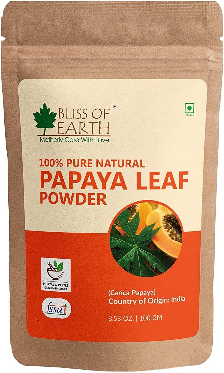 Bliss of Earth 100% Pure Papaya Leaf Powder | 100GM | Carica Papaya | Helps Digestion & Increases Platelets | Anti-Oxidant | Skin Rejuvenation |