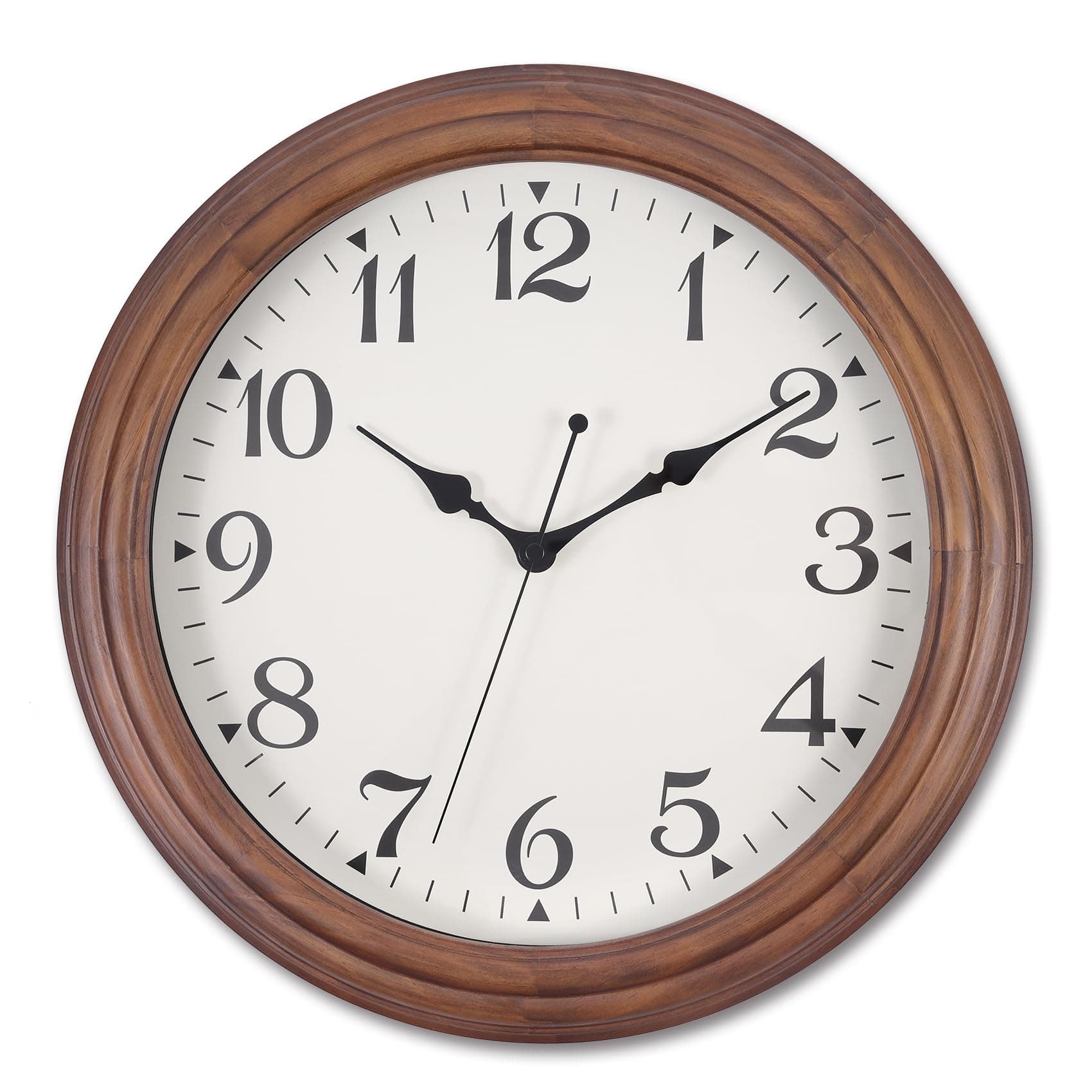 14 Inch Wooden Wall Clock, Retro Wood Wall Clocks Battery Operated, Large Silent Sweep Movement Accurate Wall Clock for Living Room Bedroom