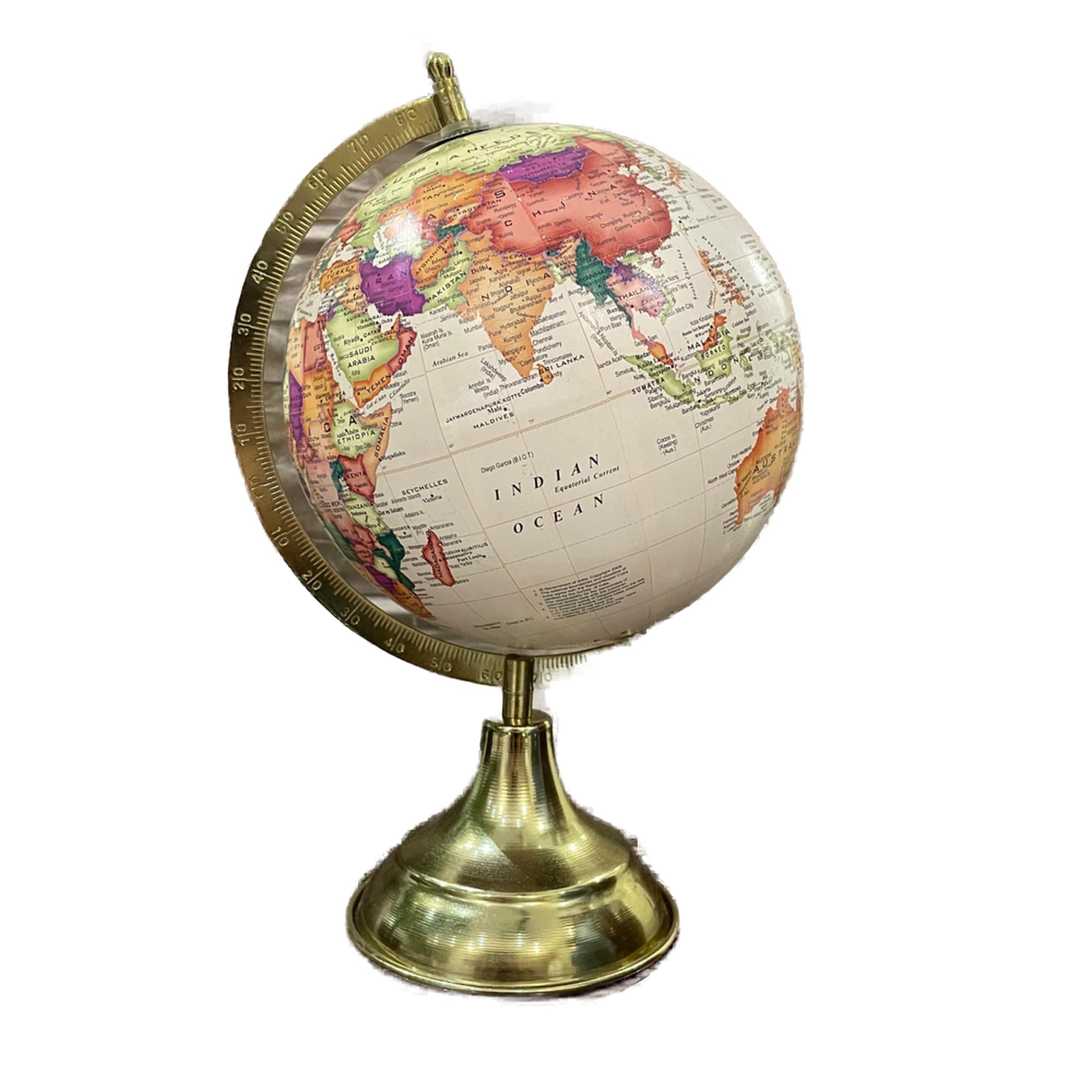 8 Inch Antique World Globe with Metal Stand – Educational Desk Globe for Kids & Home Décor