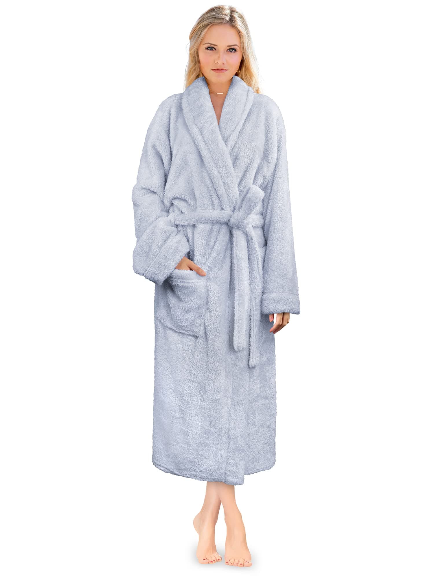 - Premium Womens Plush Soft Robe Fluffy, Warm, Fleece Sherpa Shaggy Bathrobe