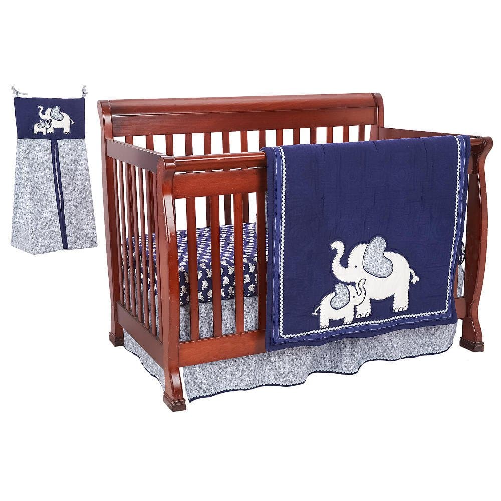 Koala Baby First Love 4 Piece Crib Bedding Set - Elephant - Navy/Light Blue