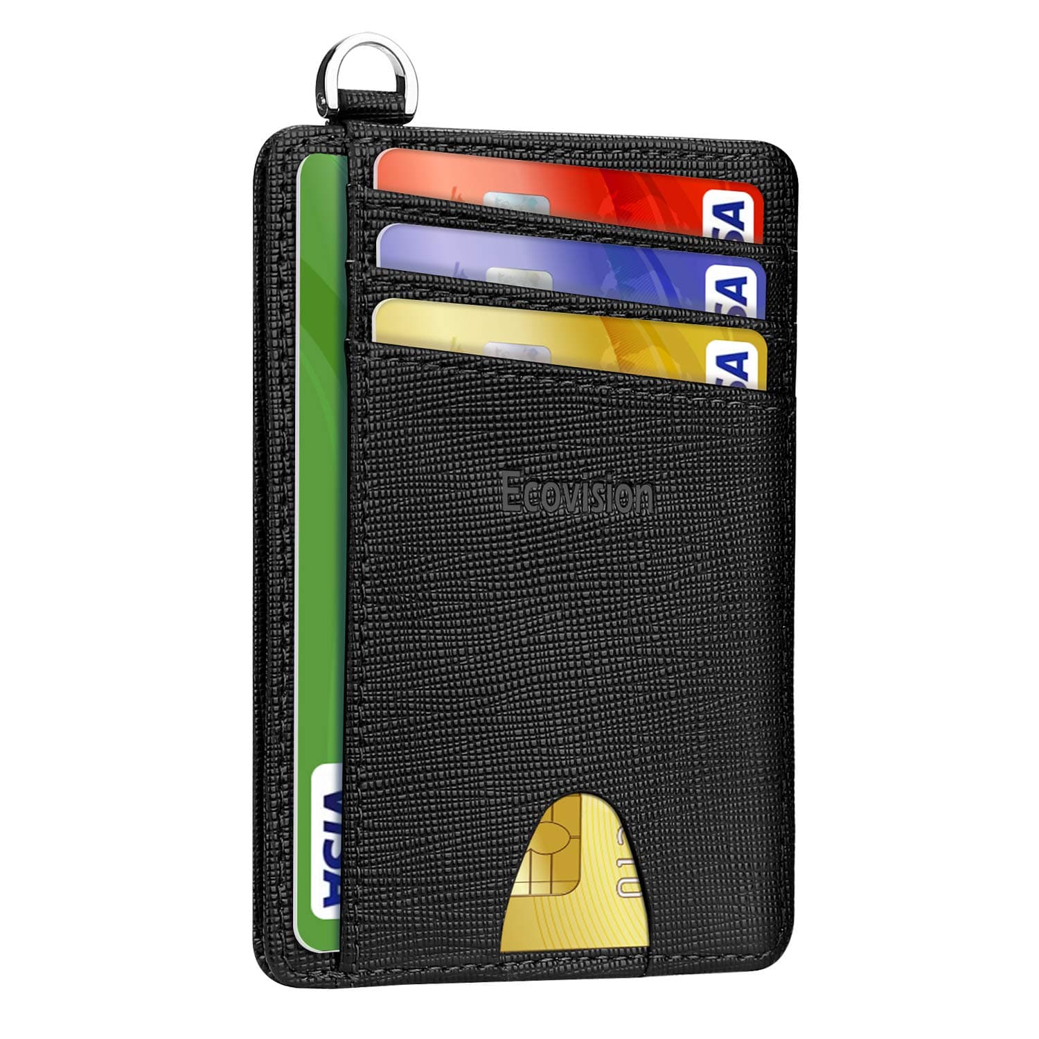 Slim Minimalist Front Pocket Wallet, RFID Blocking Credit Card Holder Wallet with Detachable D-Shackle for Men Women