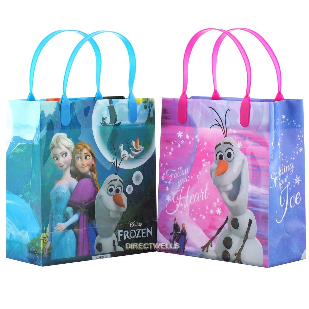 Disney Frozen " Follow Your Heart " Premium Quality Party Favor Reusable Goodie Medium 8" Gift Bags 12 (12 Bags)