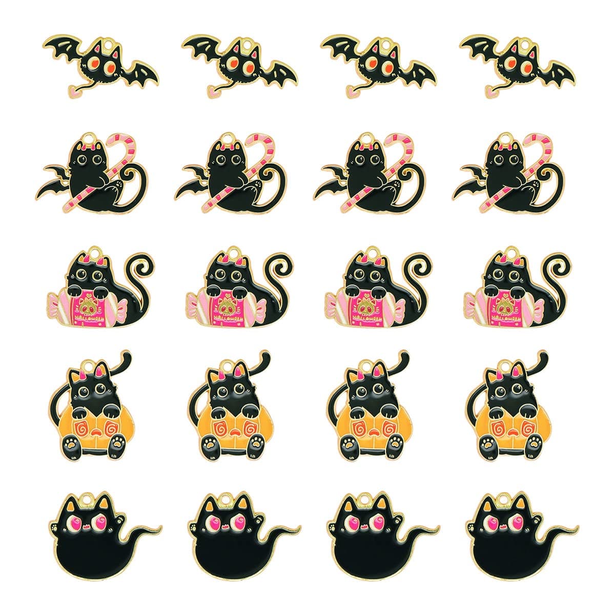 WestingmanualHalloween Charms, Cat Charms Enamel, Cute Cat Charms for Jewelry Making, Cat Charms Enamel Earring Necklace Bracelet Pendants Crafts