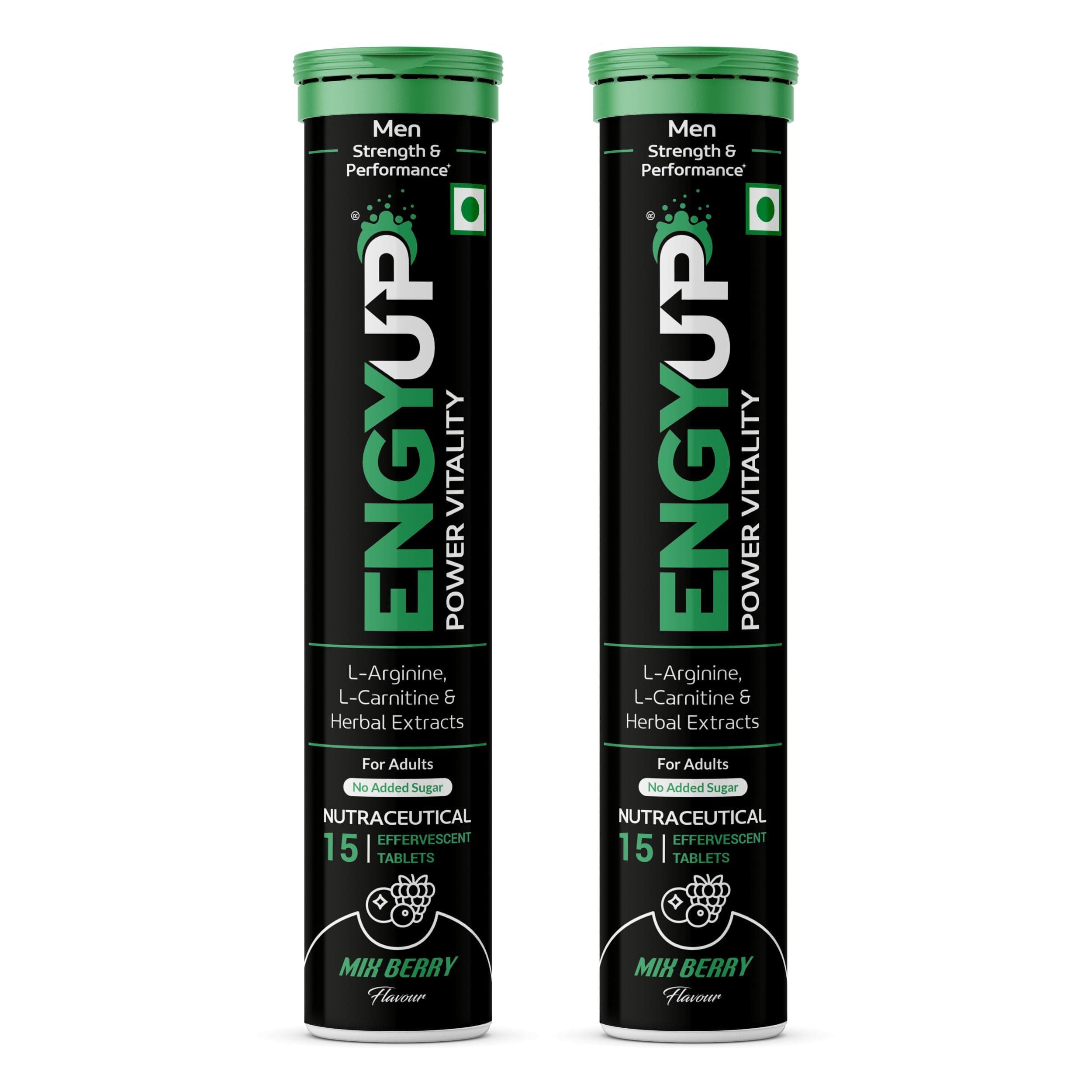 Power Vitality Booster For Men | Strength & Stamina Booster | Ashwagandha, Safed Musli, Ginseng, Gokharu, L-Arginine, L-Carnitine | 30 Effervescent Tablets | MixBerry Flavor