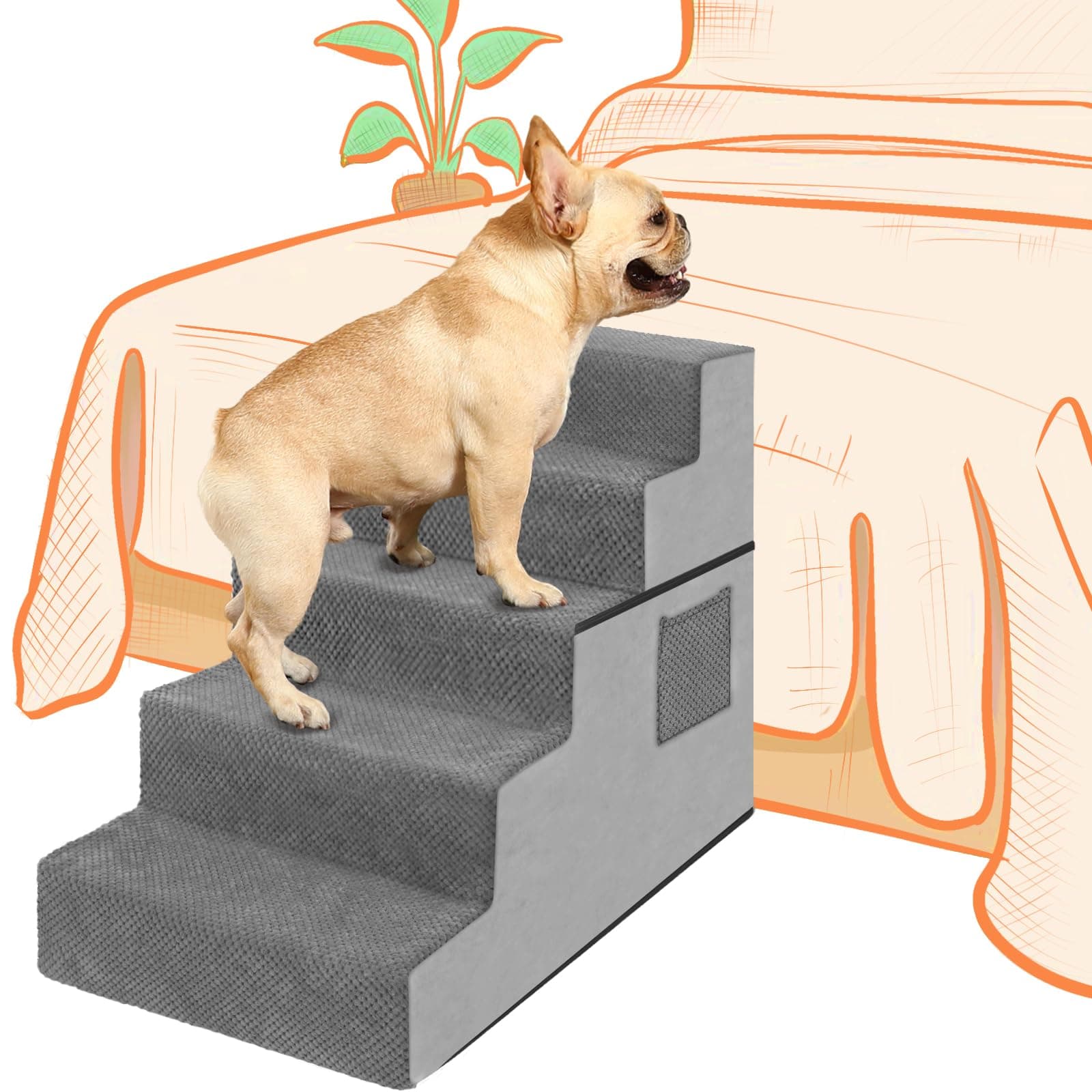 SupetTall Dog Stairs for Small Medium Large Dogs to Get on Bed, Dog Steps for High Bed Couch Car, Pet Stairs Steps for Doggie Puppy Cat