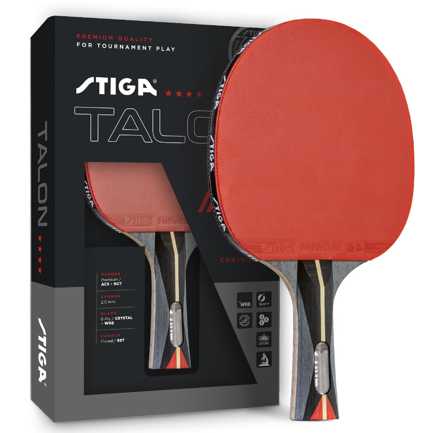 Stiga Talon Table Tennis Racket, Red, one size