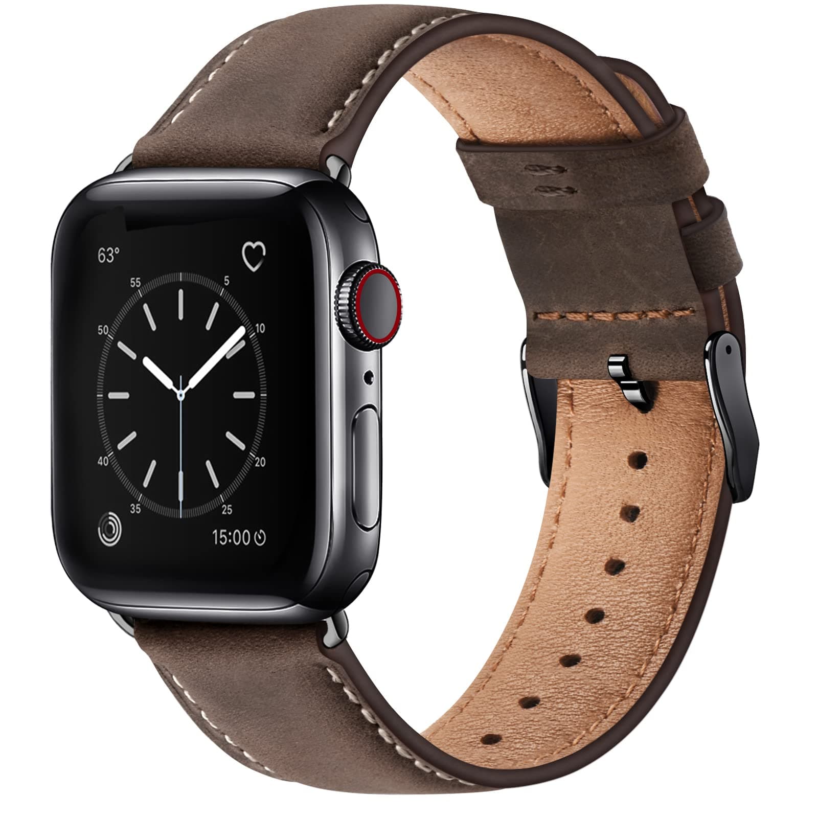 SUNFWR Leather Bands Compatible with Apple Watch Band 49mm 45mm 44mm 42mm for Men Women, Top Grain Genuine Leather Replacement Strap for iWatch Ultra 2, Ultra, SE2, SE, Series 9 8 7 6 5 4 3 2 1