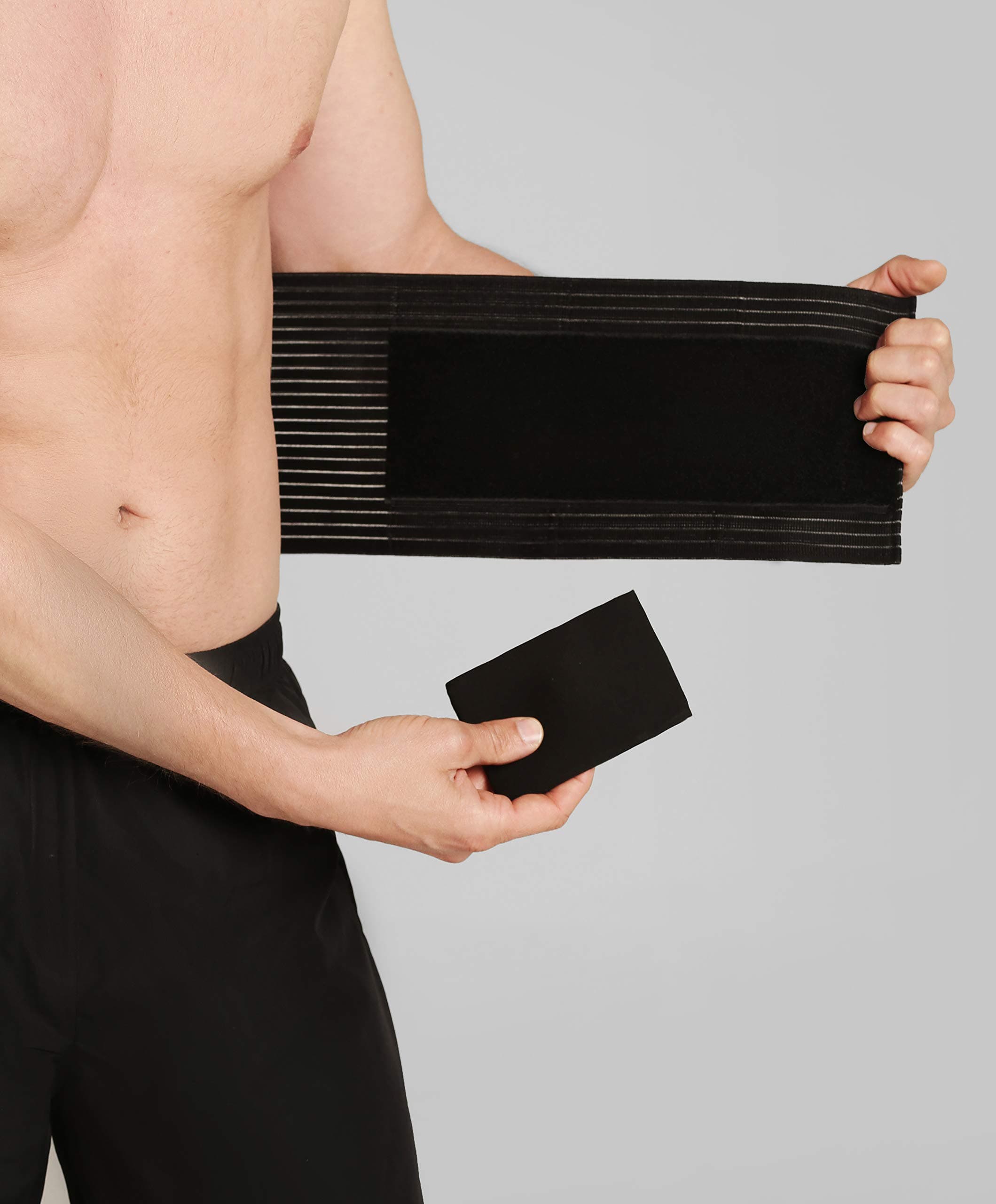 BeFit24® USA - Adaptable Umbilical Hernia Belt for Men and Women - with Moveable and Detachable Silicone Pad for Delicate and Reliable Support - Size 2 - Black