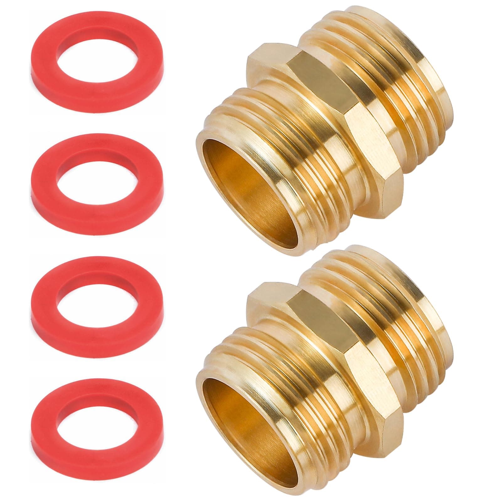 2 Pack 3/4 Inch Brass Garden Hose Adapter Male to Male Quick Connector