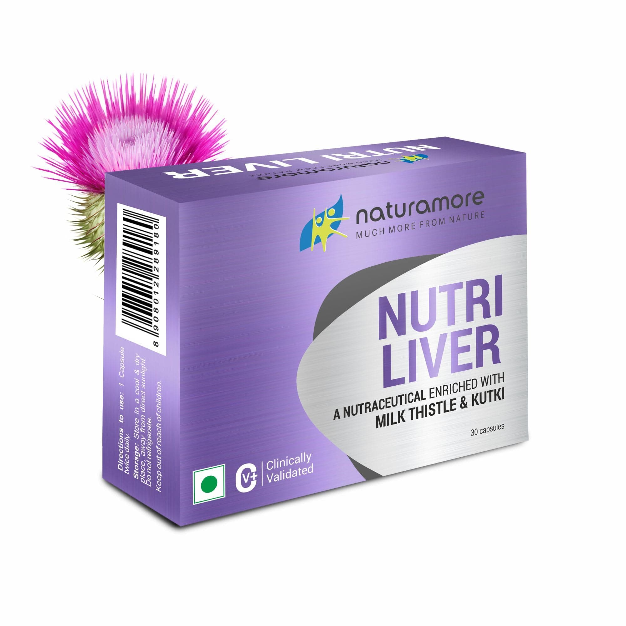 Naturamore Nutri Liver | Clinically Validated Liver Support with Milk Thistle, Kutki & Bhuiamla | Detox, Protect & Rejuvenate Liver Naturally | 30 Capsules |