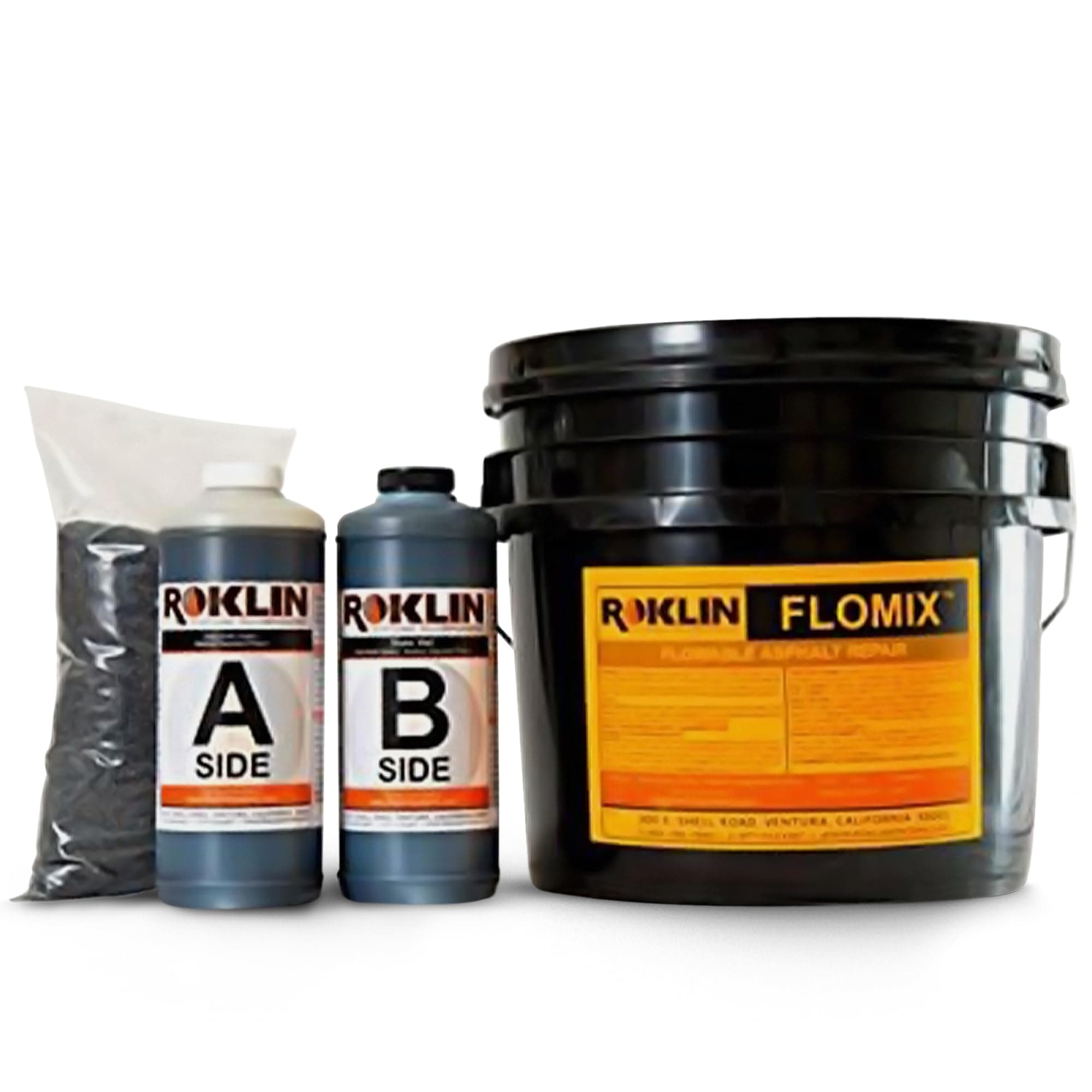 - Roklin Systems, Inc. - FloMix Rapid Asphalt Repair, Quick-Drying Spall, Floor & Asphalt Crack Filler, Simple-to-Apply Driveway Sealer (Black, 3 Gallon Kit)