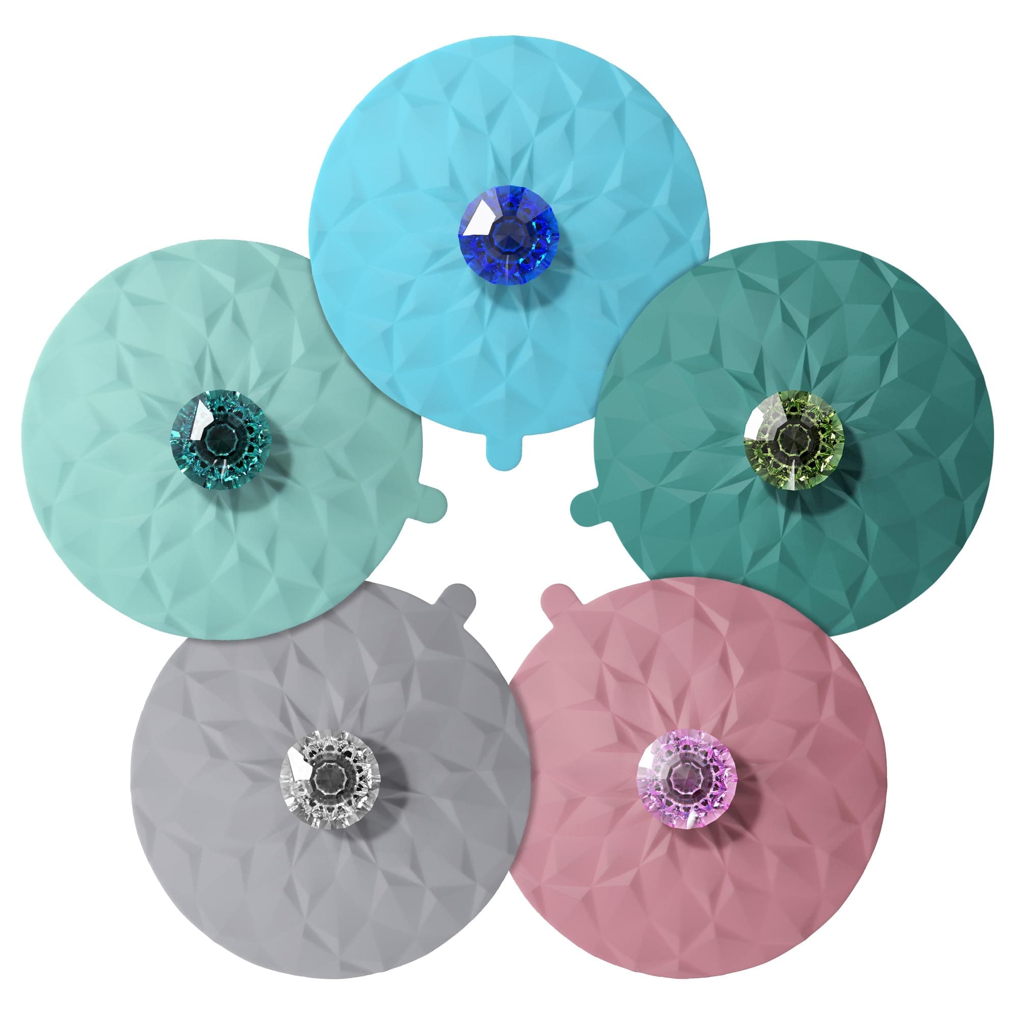 Drink Covers, Silicone Cup Covers, Silicone Lids for Cup, Mug, Wine Glass, Anti-dust Airtight Seal Heat Resistant Mug Lids(Gray-Turquoise-Blue-Teal-Power)