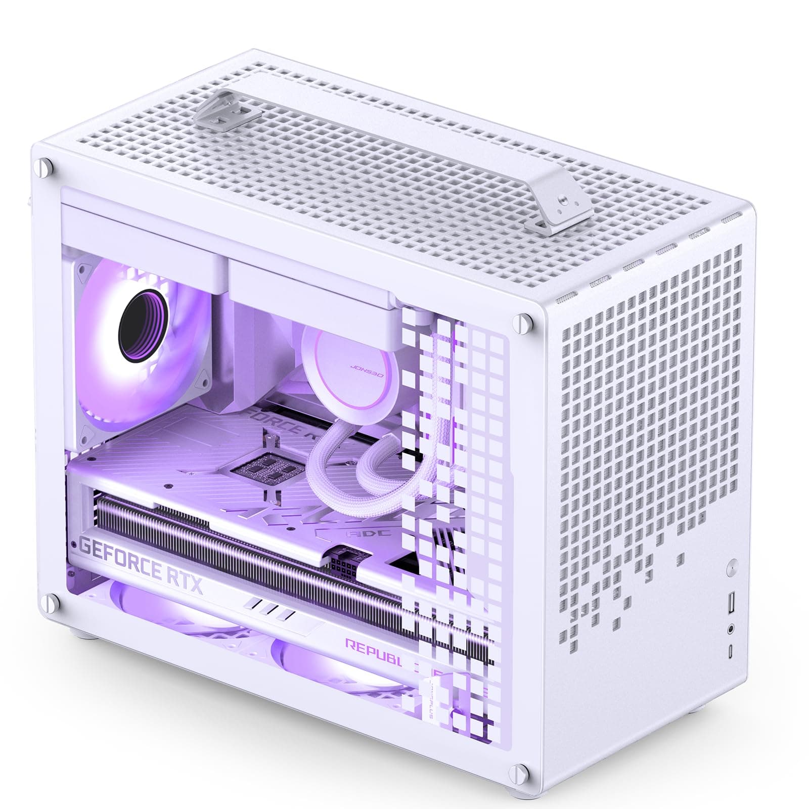 JONSBO/JONSPLUS Z20 White Micro-ATX Mini Tower Pc Case,with Detachable Carrying Handle, Mini Size, High-Performance Hardware Compatible, Support 240AIO, H160mm Cooler, White