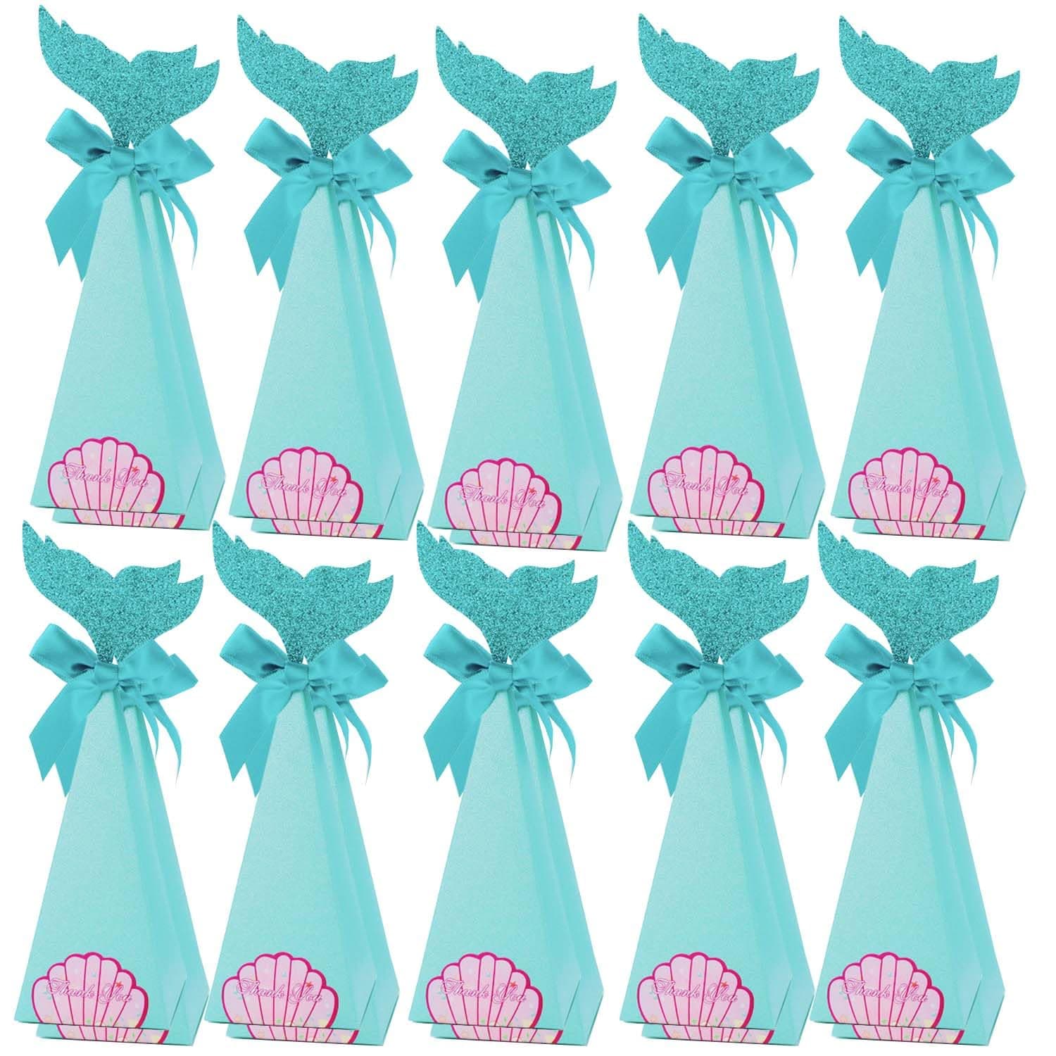 Rasu Decor.....Decorate Your LifeRasuDecor 20Pcs 7.3” Mini Mermaid Tail Style Shaped Paper Candy Party Goodie Gift Box (18.5x6x6 CM) Sea Green, Favor Treat Kids Birthday Baby Shower Theme Decor #RasuImpex (MermaidTailGreen-G-20)