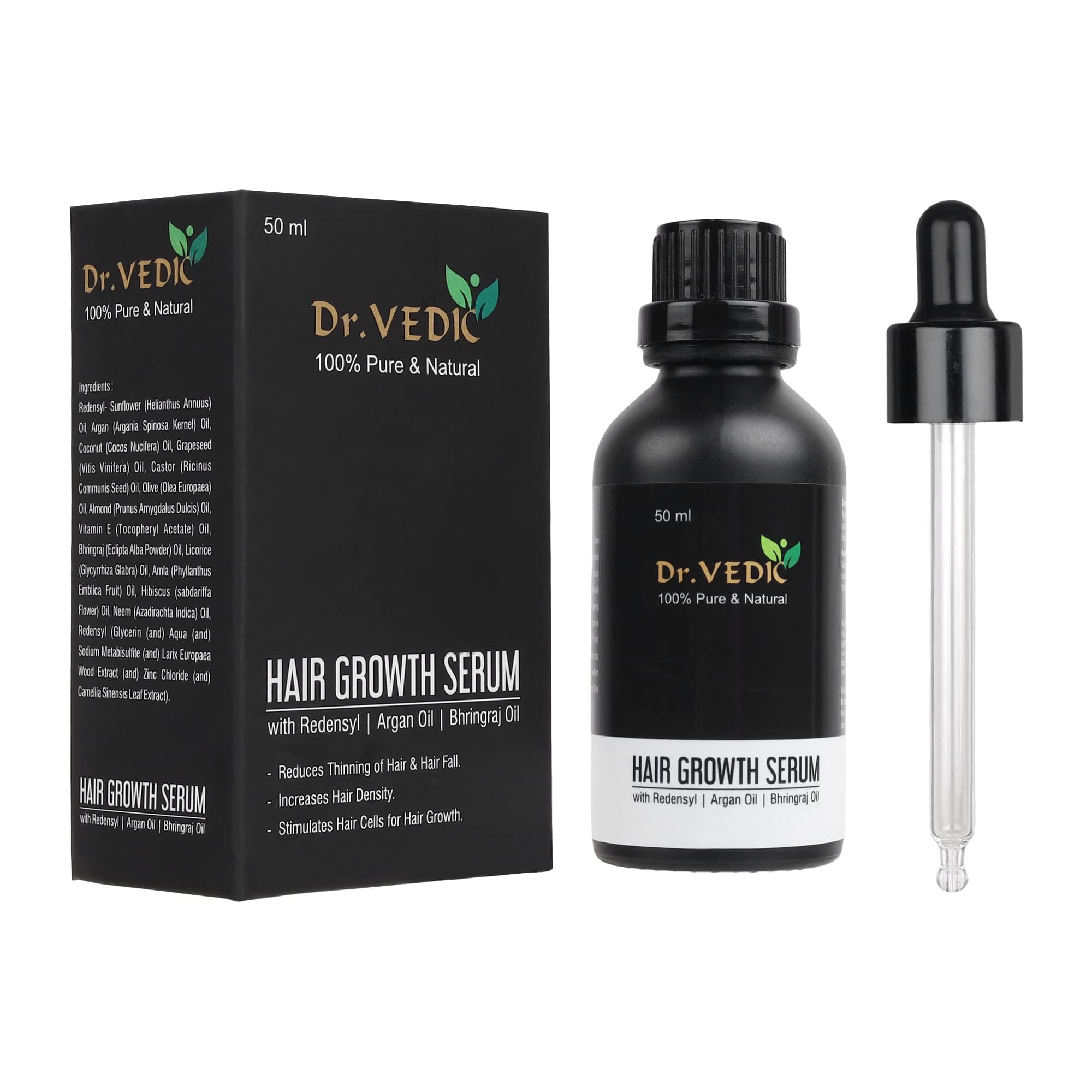 Dr Vedic Hair Growth Serum With Redensyl, Argan, & Bhringraj For Hair Fall Control For Men & Women (Pack Of 1), 300 Grams