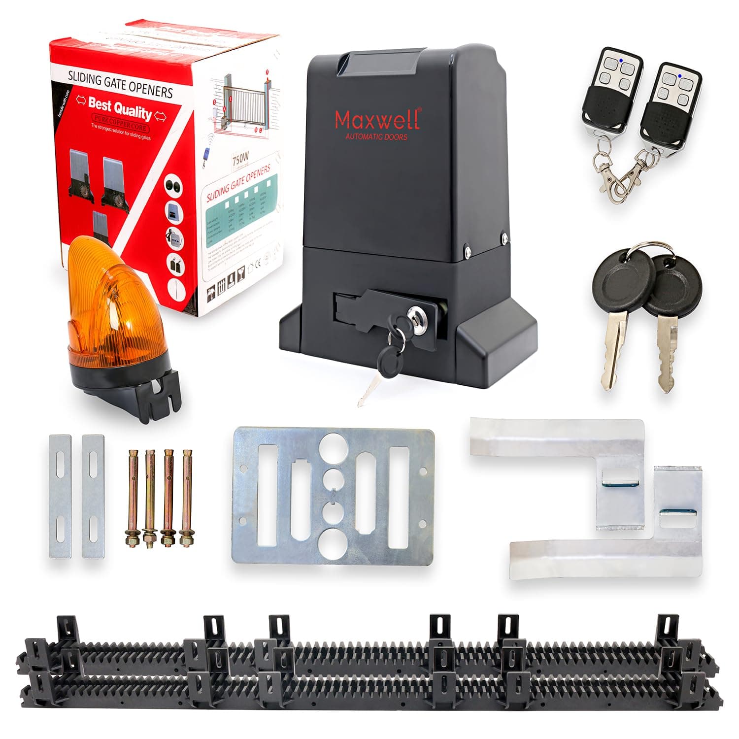 Automatic Sliding Gate Motor Heavy Duty Rack Driven Sliding Gate Opener Motor for Slide Gates And Driveway Security Gate Opener with Gear Rack, Blinker and Built-in Control Board upto (1500KG)