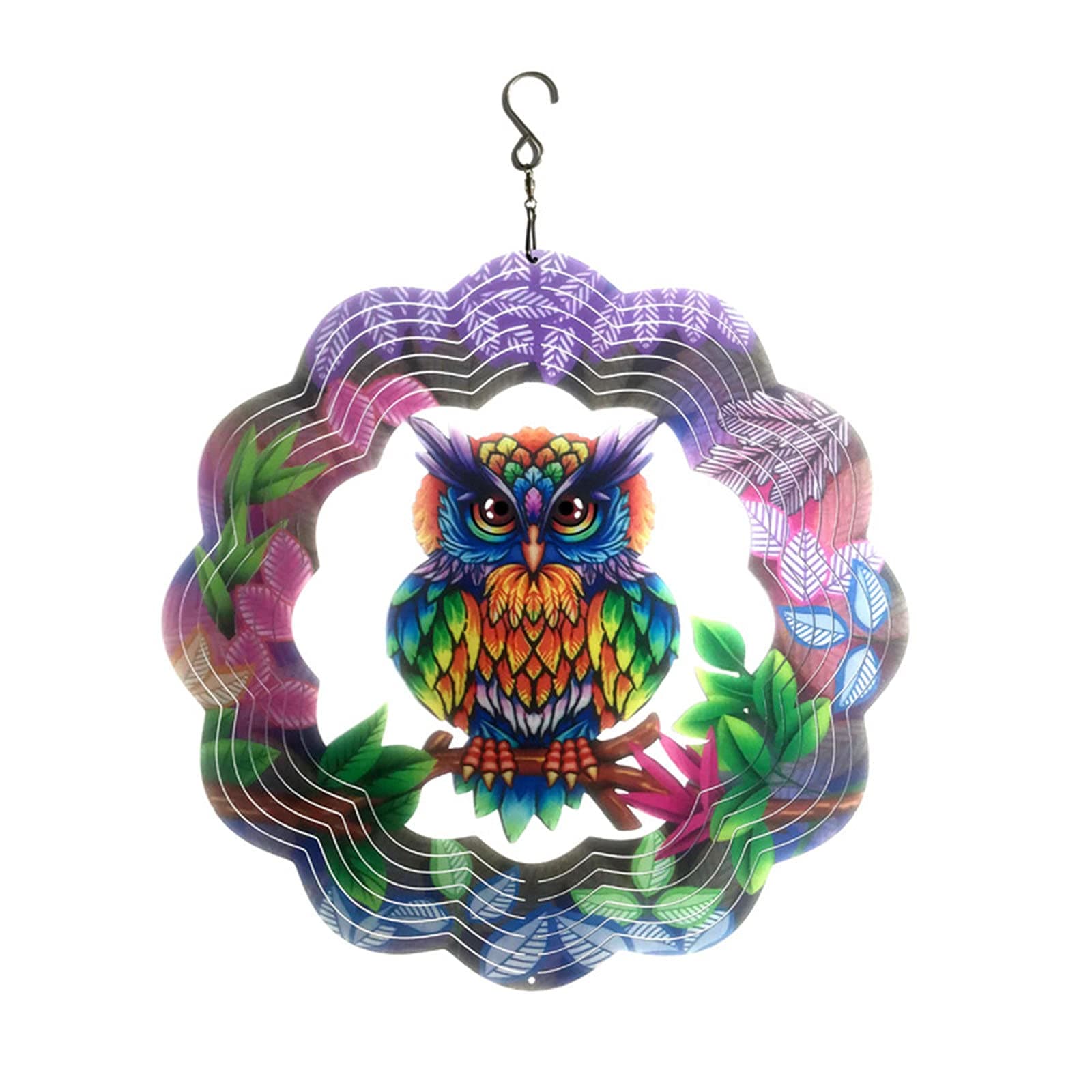 Owl Rotating Wind Chimes, 3D Ball Wind Spinner Fine Outdoor Art Garden Tuning Decor, Hanging Whirligig Decorations Gift for Home Patio Lawn Tree Ornaments (Multicolour)