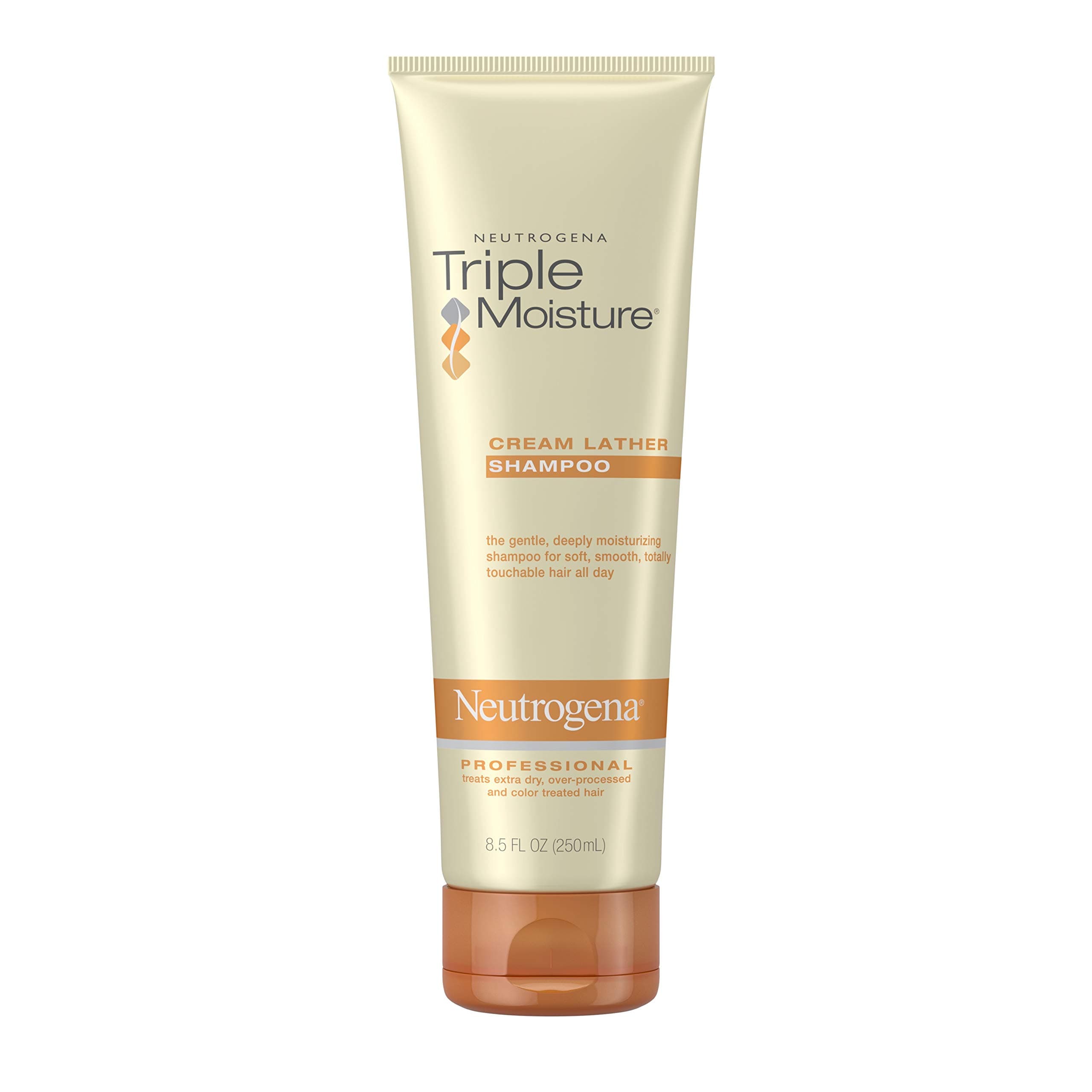 Neutrogena Triple Moisture Cream Lather Shampoo for Extra Dry Hair, Damaged & Over-Processed Hair, Hydrating with Olive, Meadowfoam & Sweet Almond, 8.5 fl. oz