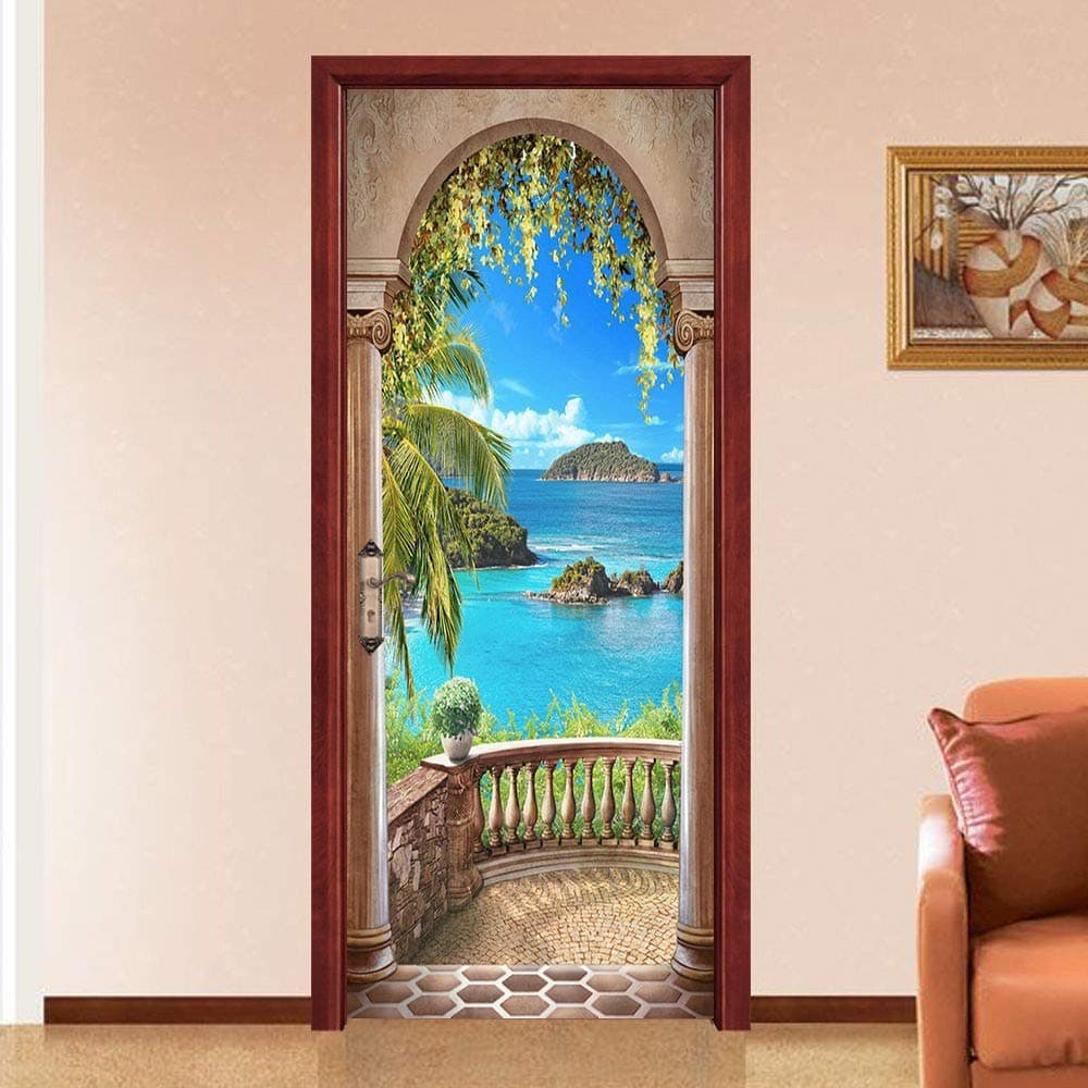 Door Stickers Mural Wall Sticker Waterproof Self-Adhesive Decals Home Decor (C)