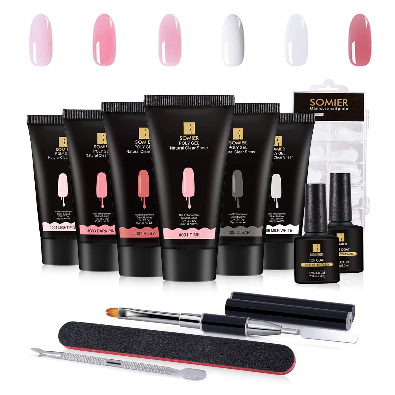 [Quick Building]SOMIER 30ml Poly Gel Kit Nail Extension Polygel Professional Nail Enhancement Builder Set All-in-one Nail Technician Trail Kit