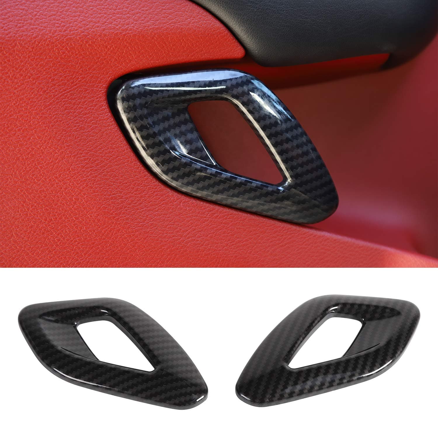 Voodonala for Challenger Inner Door Handle Cover Trim Accessories for Dodge Challenger 2015-2020 (Carbon Fiber Grain)