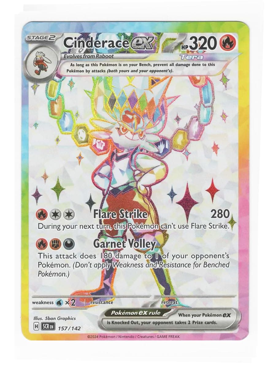 Pokemon - Cinderace ex 157/142 - Stellar Crown - Full Art Foil Ultra Rare Card
