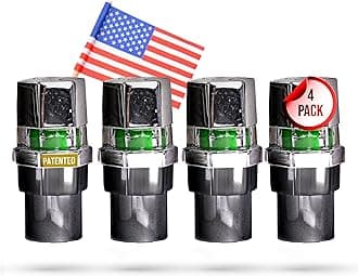 Tire Pressure Monitoring Valve Caps Sensor Gauge - Advanced Detection System, 90 PSI Sensing Air Alert Indicator for Cars, Trailers, Bikes - Chrome-Plated, Pack of 4