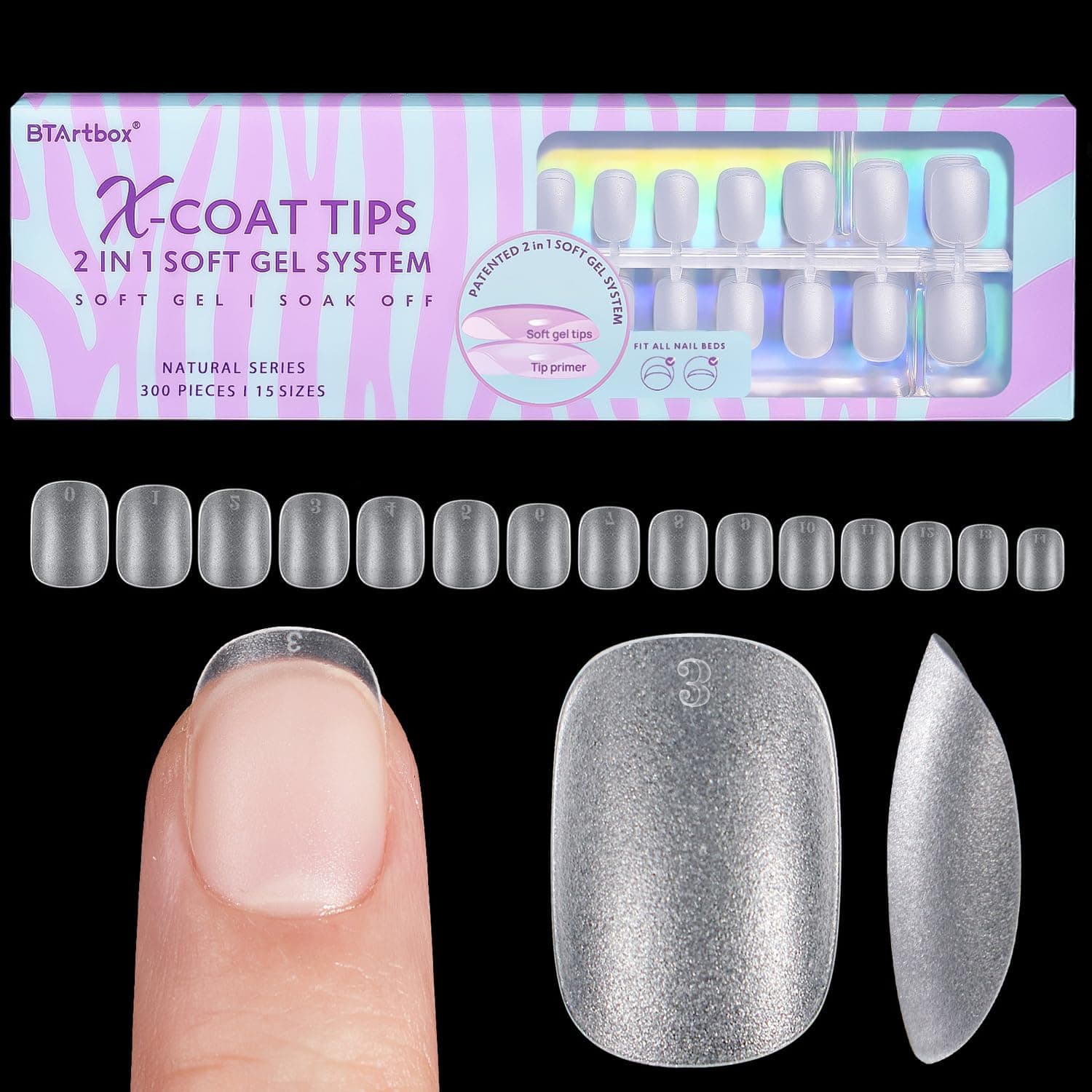 BTArtboxExtra Short Square Nail Tips - Short Squoval Gel Nail Tips, Natural Fake Nails with Tip Primer Cover, Pre-shaped Upgrade Matte Full Cover Nails for Home DIY Nail Salon