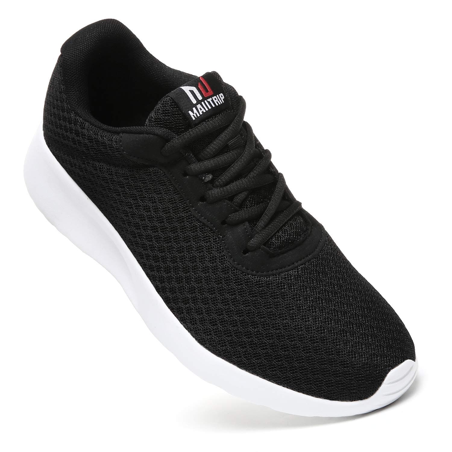 MAIITRIP Mens Gym Shoes,Athletic Running Shoes,Lightweight Breathable Mesh Casual Tennis Sports Workout Walking Sneakers,Black/White,Size 9