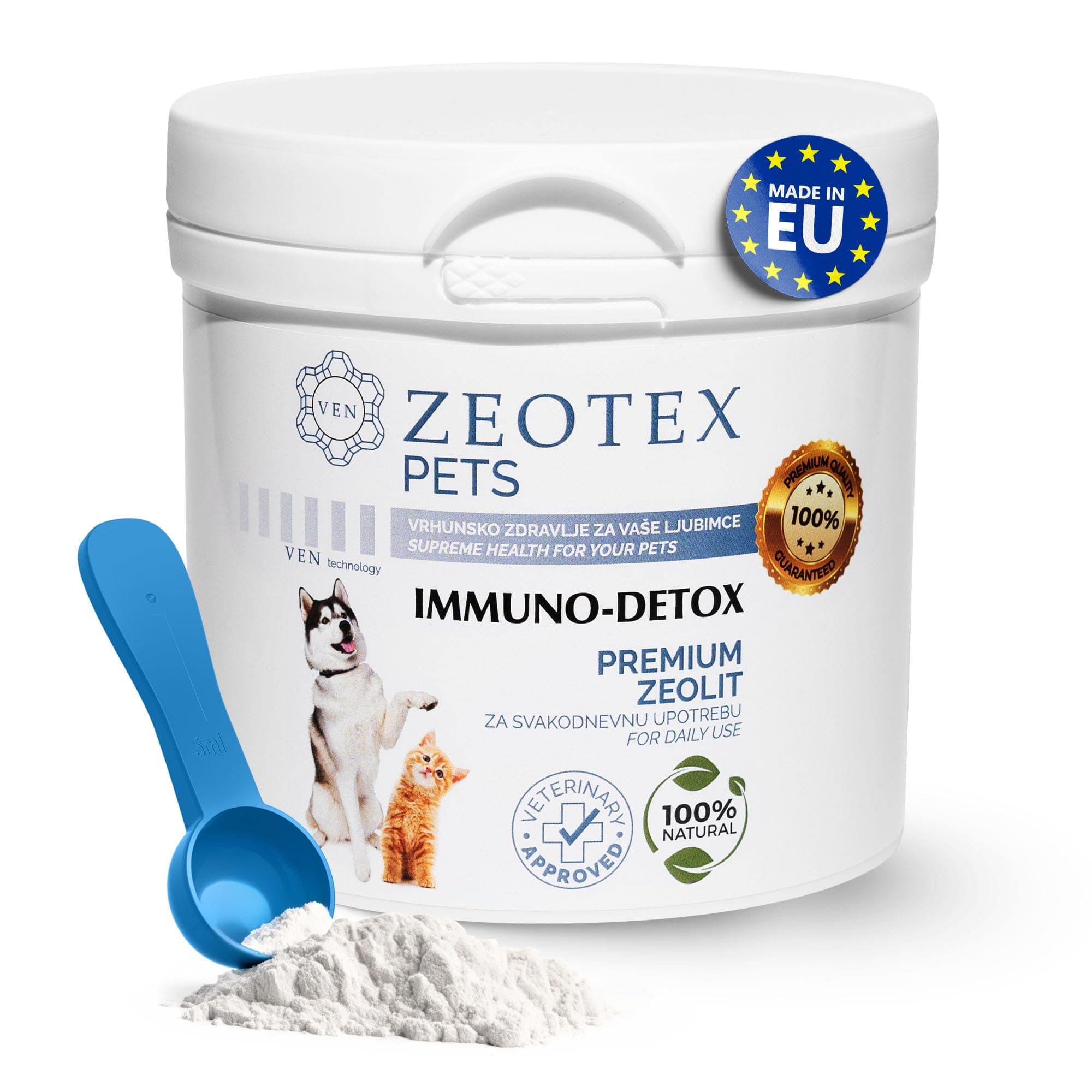 Zeolite Powder 100% Natural Food Supplement for Immunity & Detox, Digestive Health, Joint Health Supplement Powder, Liver Detox, Enhance Pet Health w/Easy-to-Use Pet Supplements, 350g/12.35 oz