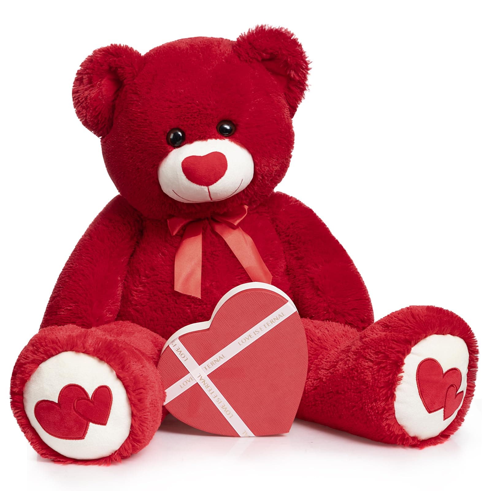 HollyHOME Big Teddy Bear Stuffed Animal with Red Heart for Girlfriend and Kids Valentine's Day 36" Red