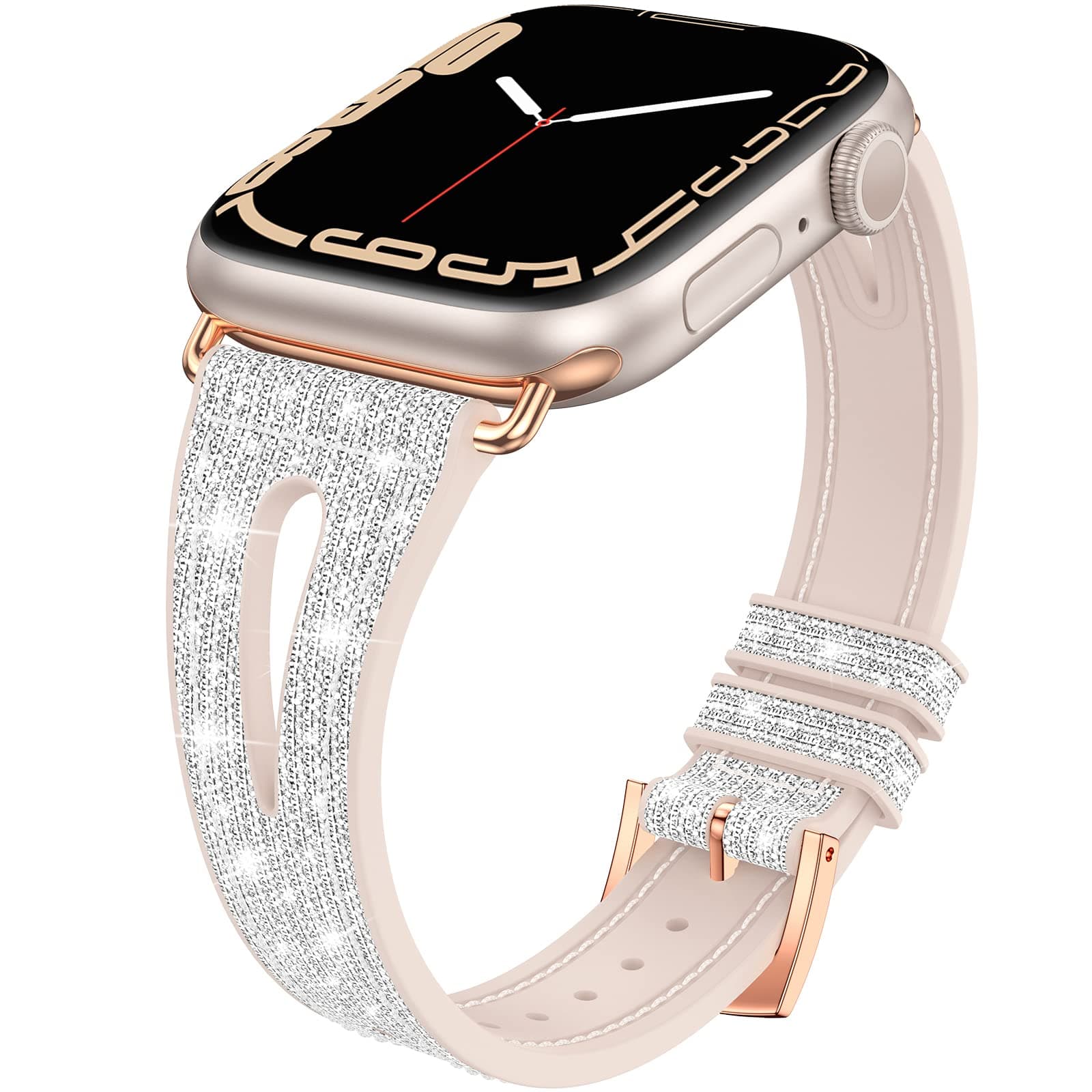 Neitra Narrow Straps Compatible with Apple Watch 42mm 44mm 45mm, Bling Silicone Color-Changing Smartwatch Bracelet, Soft Replacement Band for iWatch Series 9 8 7 6 5 4 3 SE 2023(White)