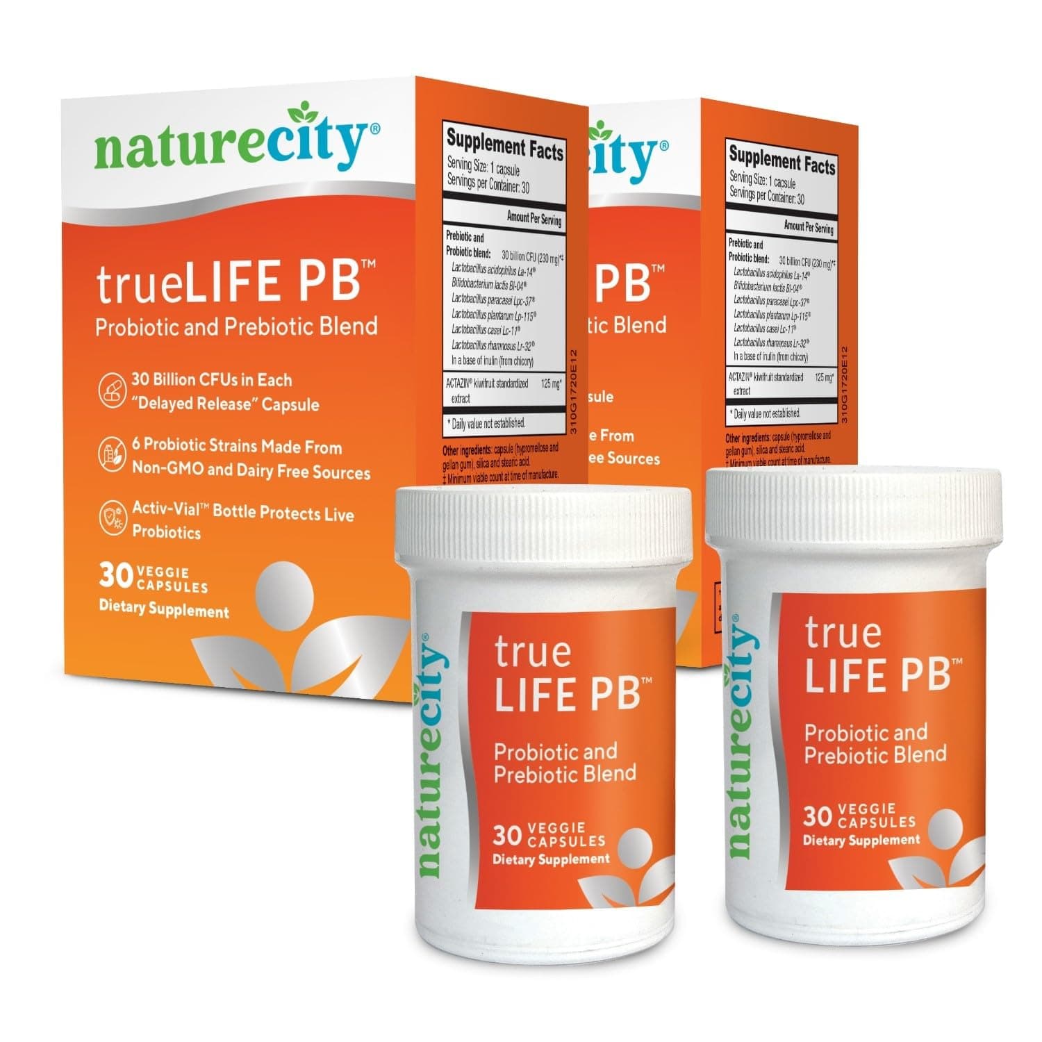- NatureCity True-Life-PB Shelf Stable Blend Prebiotics and Probiotics for Women and Men - Digestive Gut Health Supplements for Women and Men - Dairy Free - (60 Veggie Capsules)