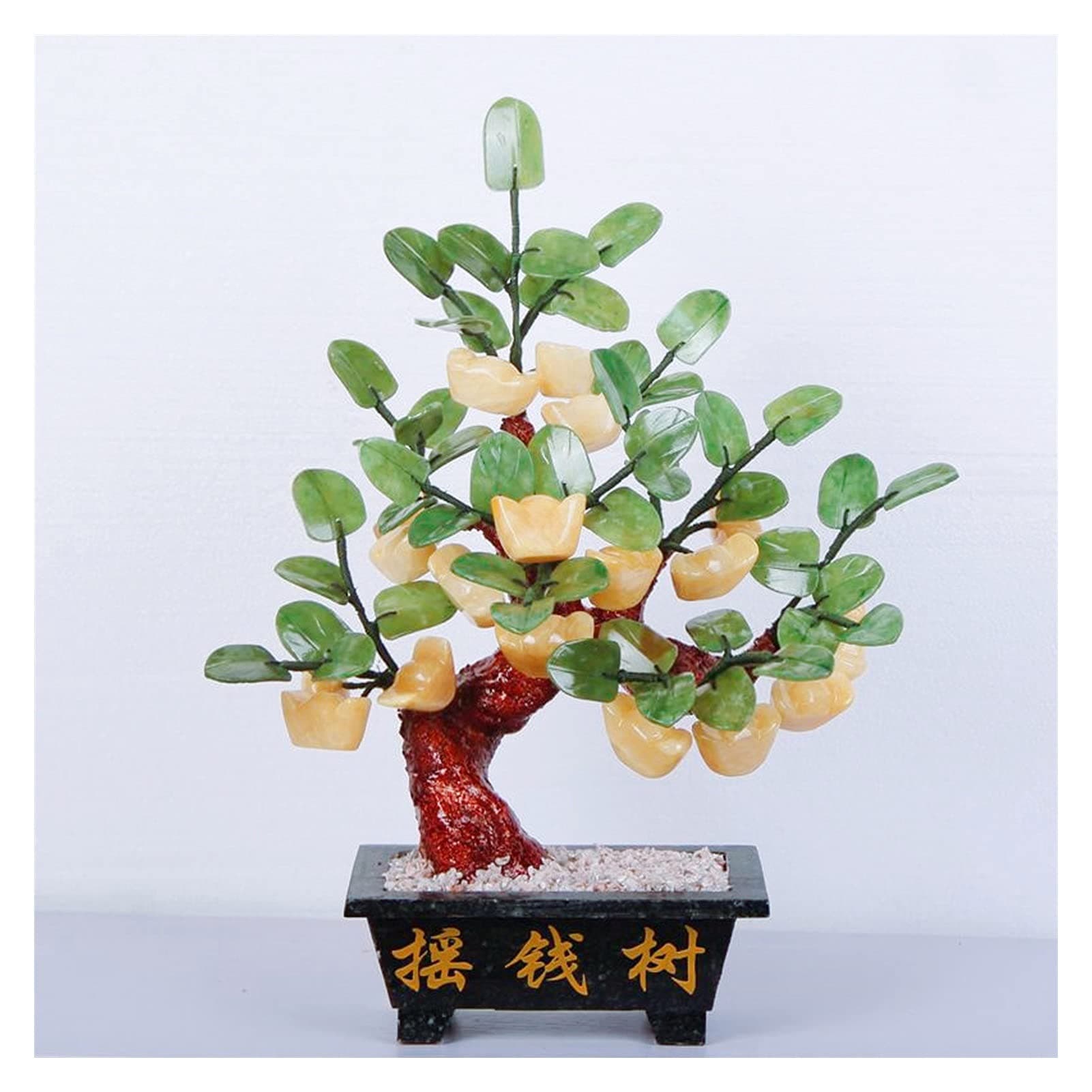 KIZQYNArtificial Bonsai Natural Topaz Trees Gemstone Crystal Bonsai Fortune Money Tree for Good Luck Wealth and Prosperity-Home Office Decor Spiritual Gift Bonsai Tree