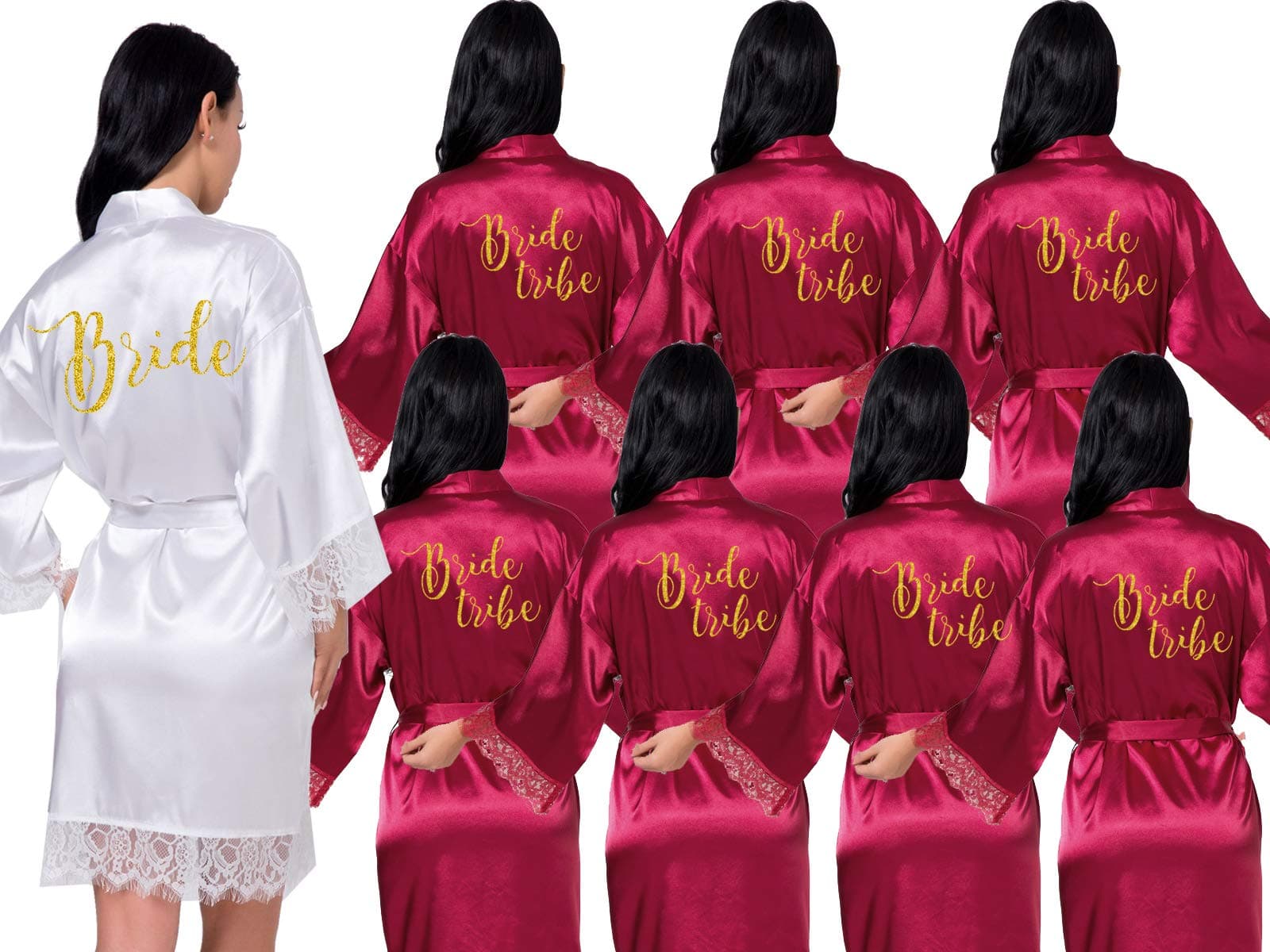 Lace Bridal Robe Bride Gift Robes Bridal Shower Gift Set of 5,8,10 Robes（S-XXL