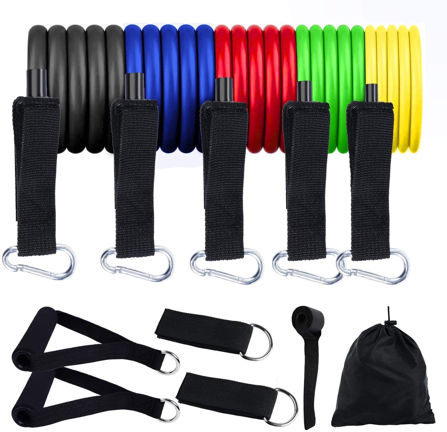 11 Pack Resistance Bands Set, Exercise Bands with Door Anchor, Handles, Waterproof Carry Bag, Legs Ankle Straps for Home Workouts, Gym Training, Yoga